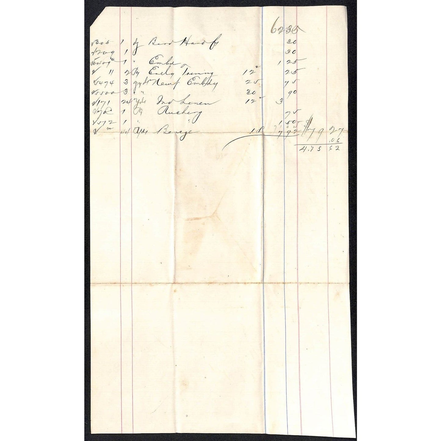 Jones, Bechtel, Sheibley & Co Phila 1889 Billhead Whiteleather* N. Georgetown OH