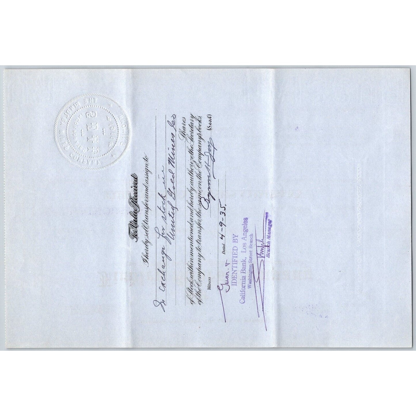 Findley Mines Company 1912 Stock Certificate Cripple Creek District #50