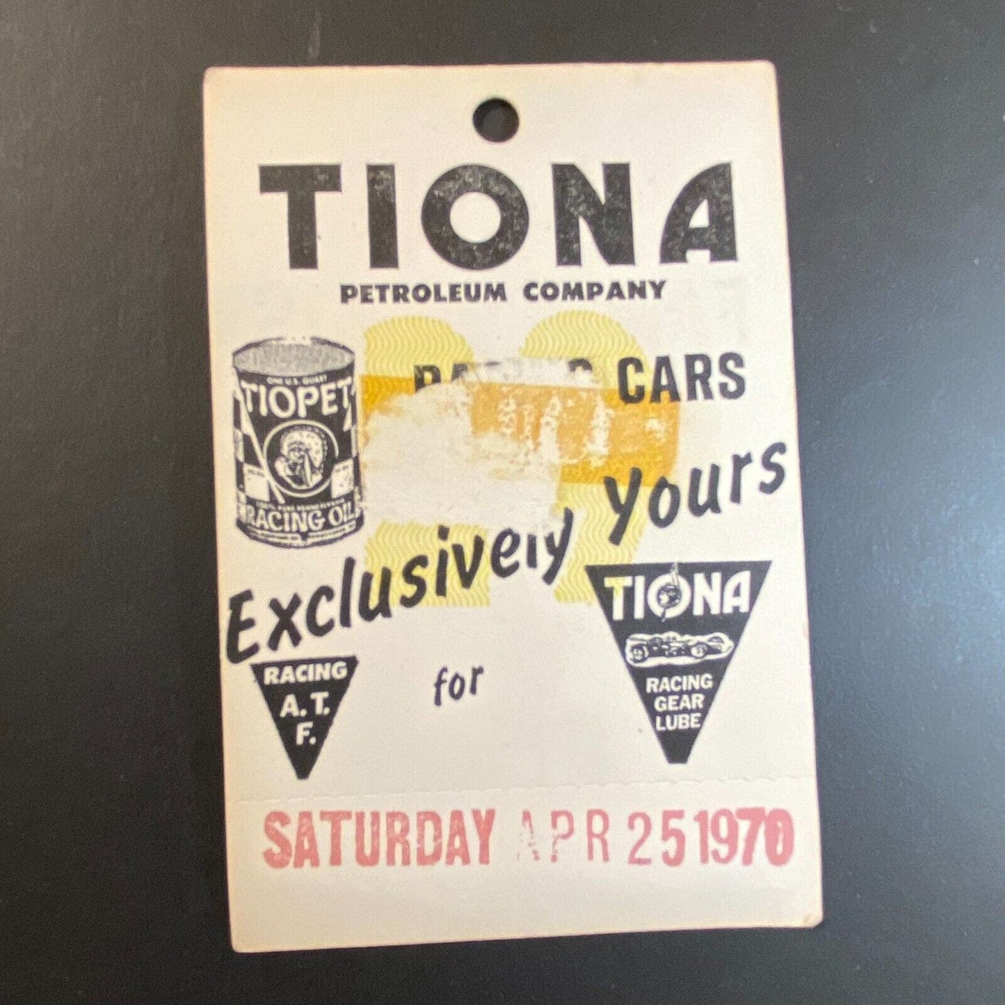 Reading Fairgrounds Pit Pass 4/25 1970 w/ Gateman Stub & Tiona Ad