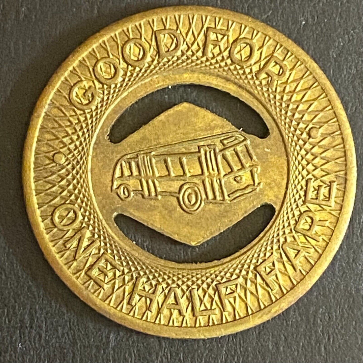 LaSalle Peru City Lines G/F One Half Fare Bus Transit Token 23mm VGC