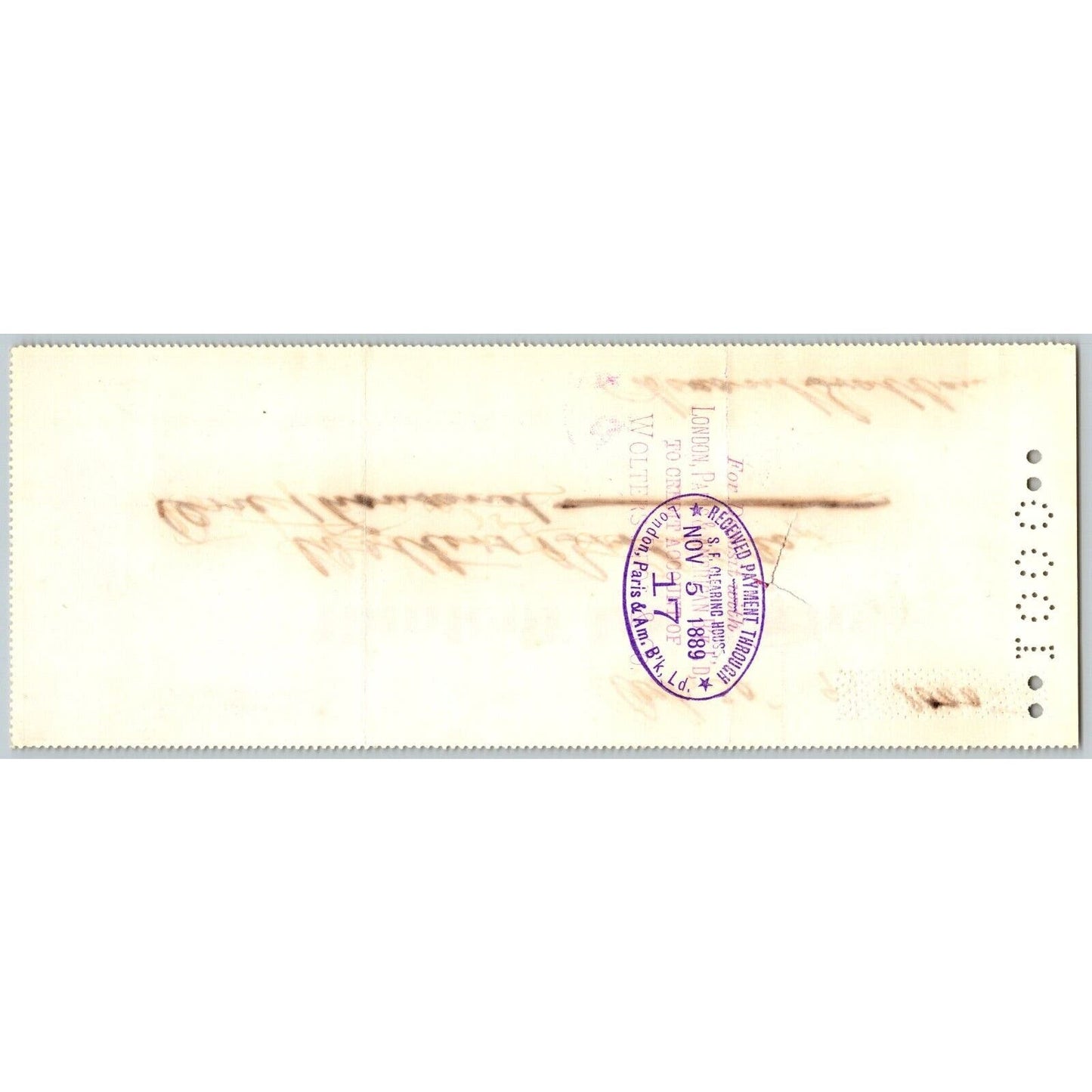Bank of La Porte Check Walters, Bros. & Co.* 1889 Mining Vignette #18253