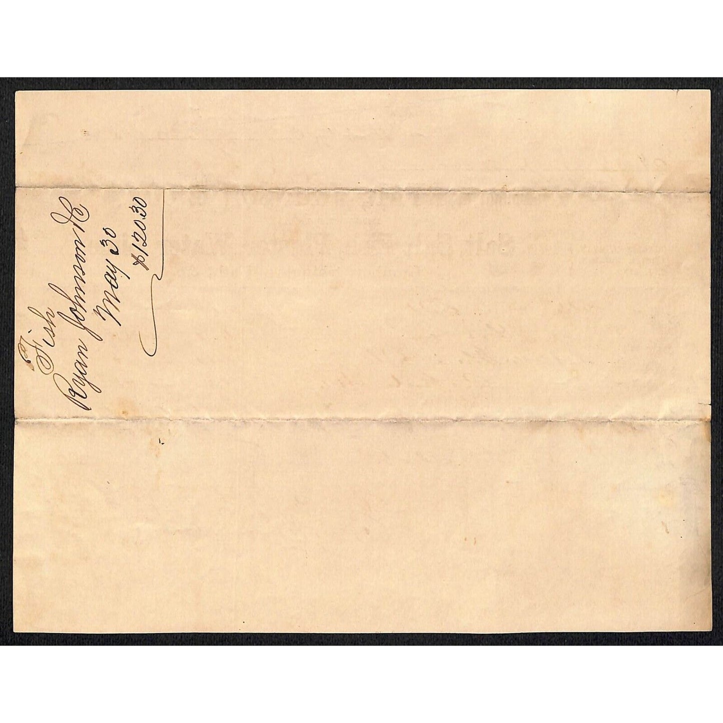 Ryan, Johnson & Co. Salt Fish Plaster Water Lime 1865 Sandusky, OH Billhead VGC