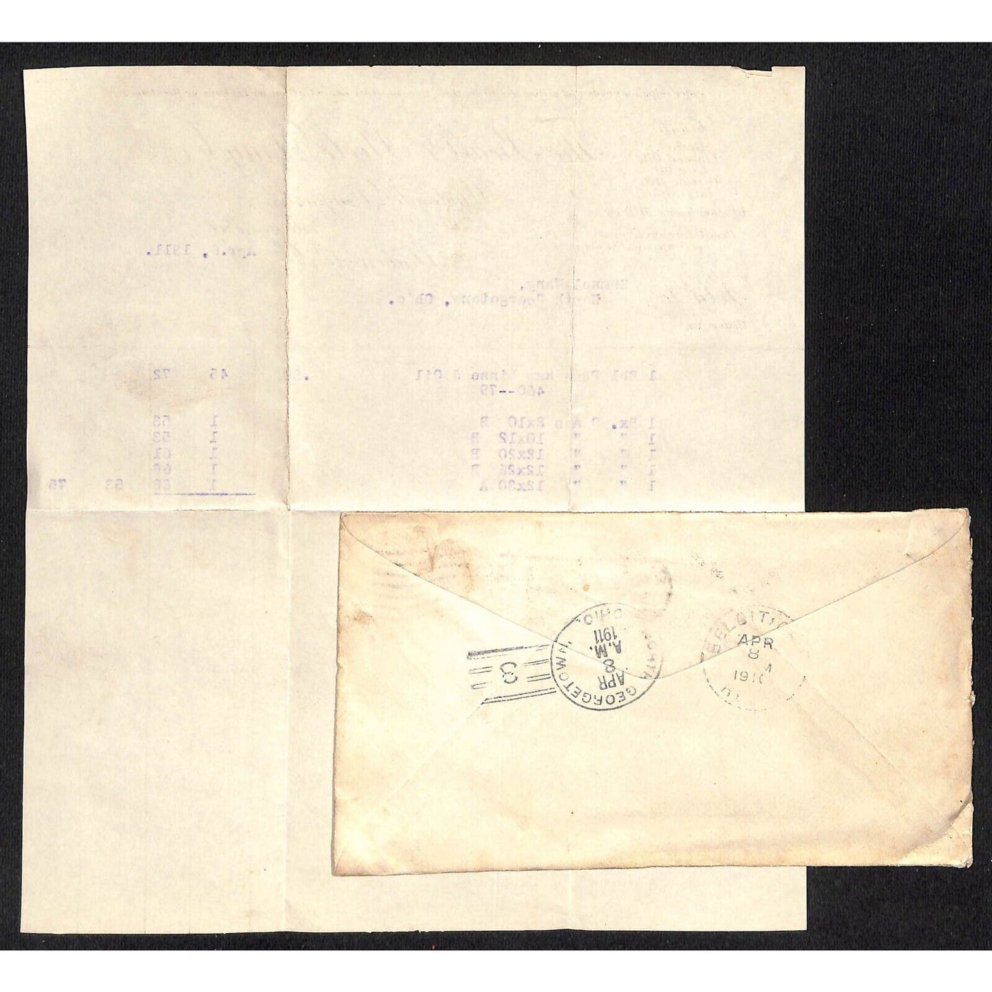 Beall & Steele Drug Co. / Samuel Wang Co* North Georgetown 1911 Billhead & Cover