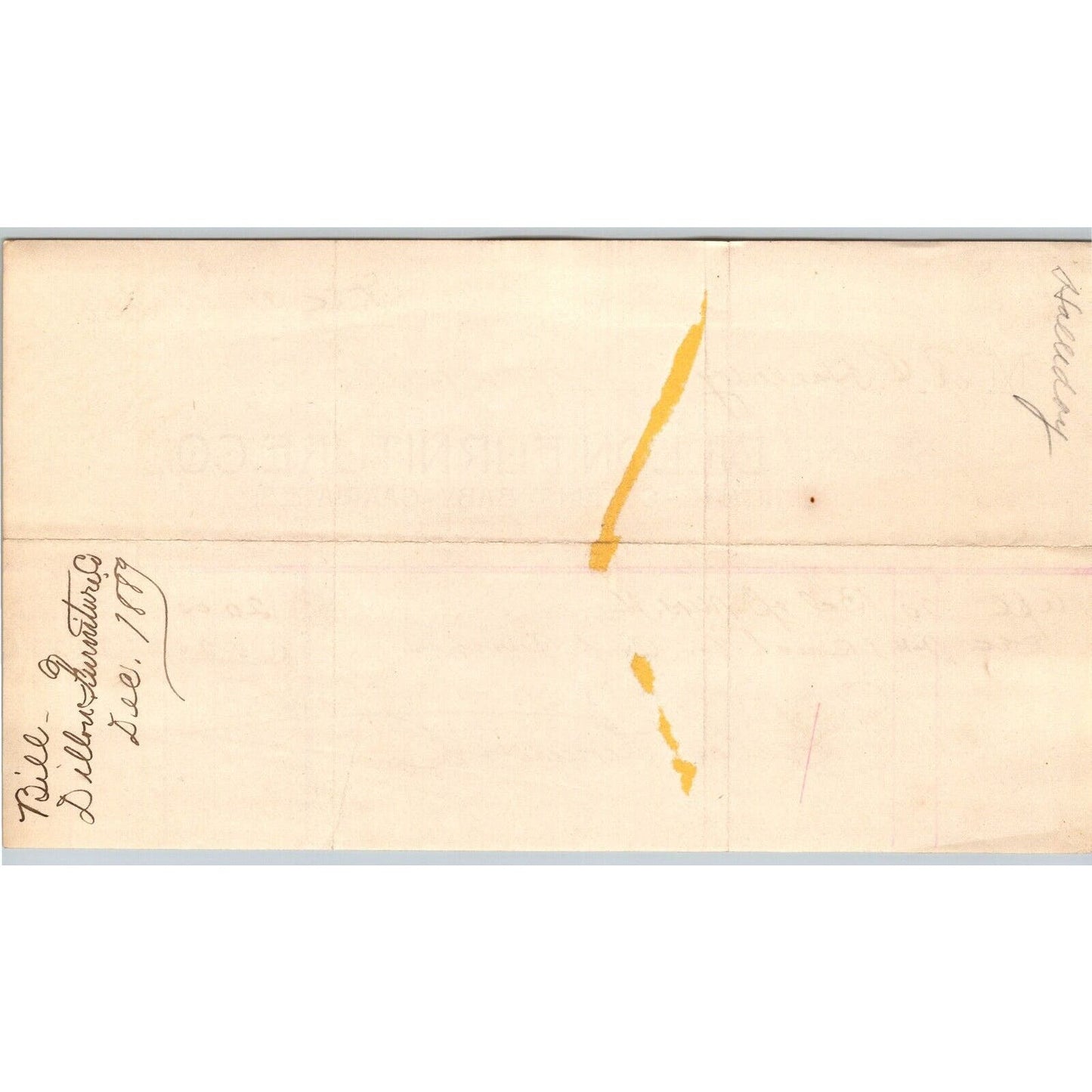 Dillon MT Dillon Furniture 1889 Coffins Baby Carriage Billhead R.C. Halliday*