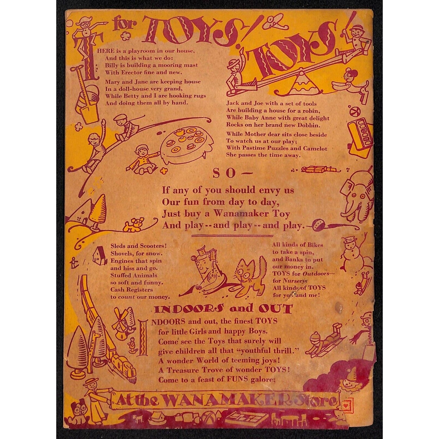 1931 Wanamaker's "Jollybook for Boys and Girls" Stories Cutouts 32pp Scarce
