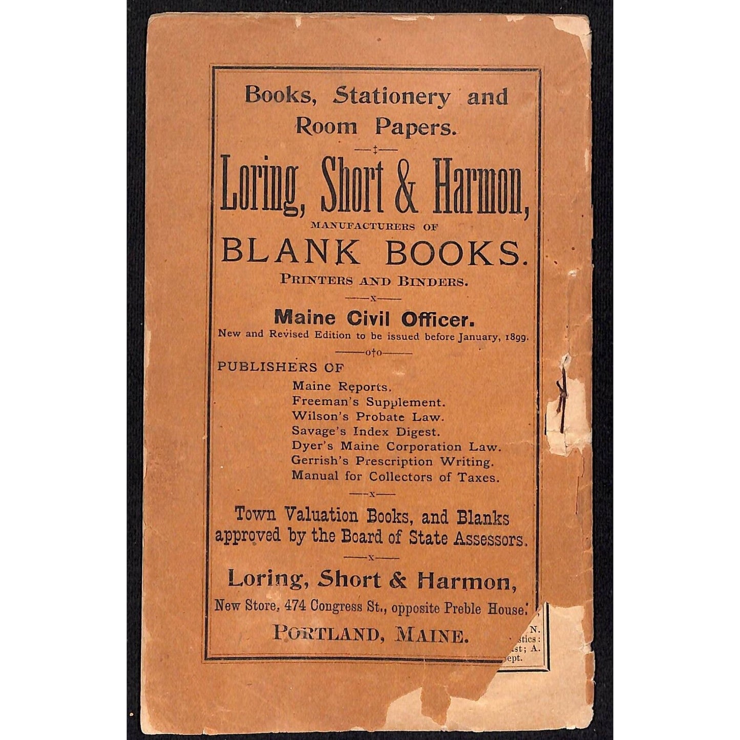 1899 Maine's Farmers Almanac Daniel Robinson Charles E Nash Augusta 46pp Scarce