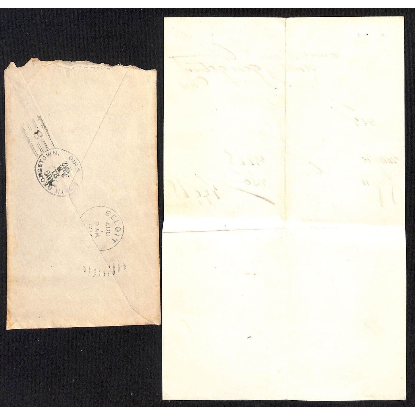 Auld & Conger Co. Clev. / Samuel Wang Co* North Georgetown 1912 Billhead & Cover