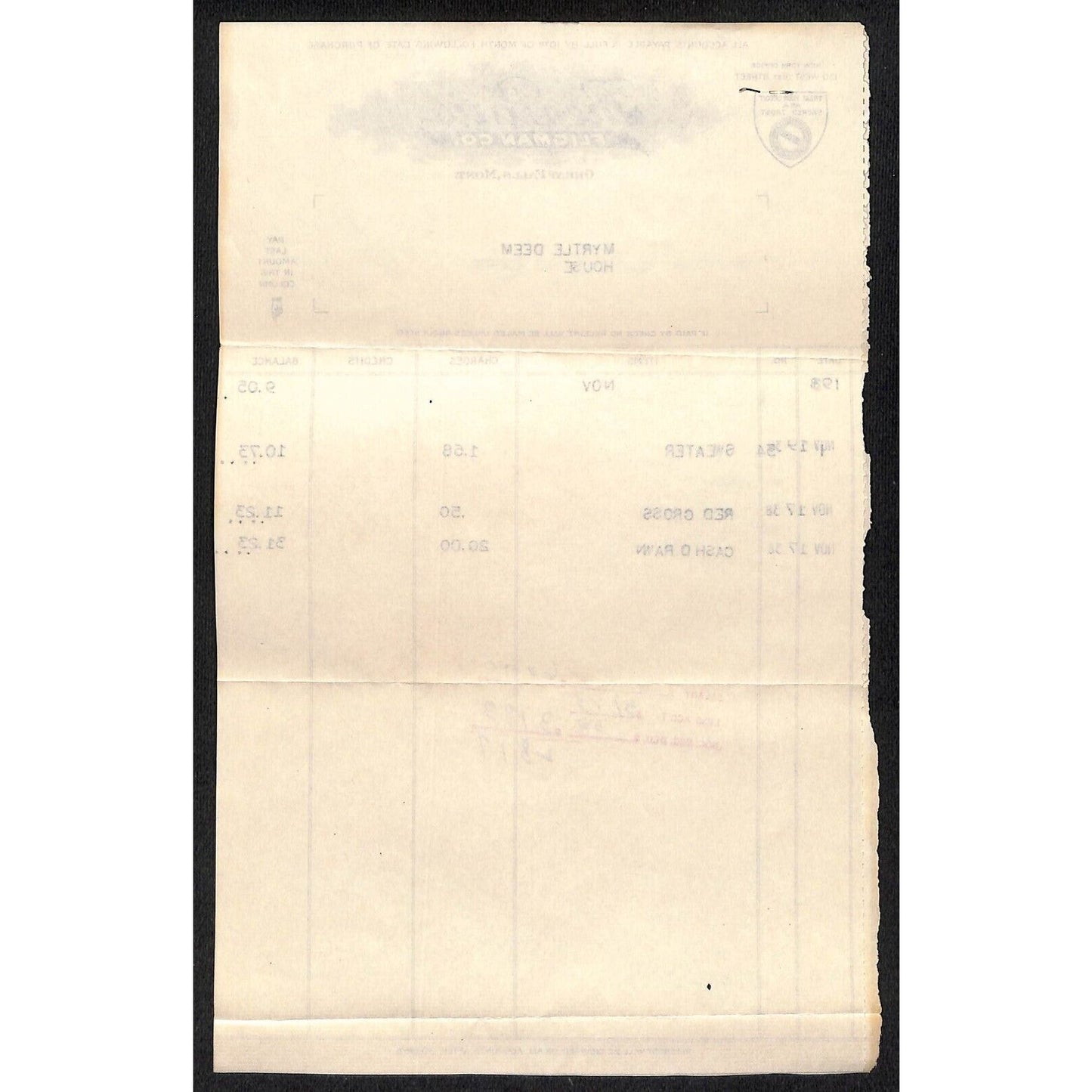 Great Falls, MT The Paris Fligman Co. 1938 2pp. Statement