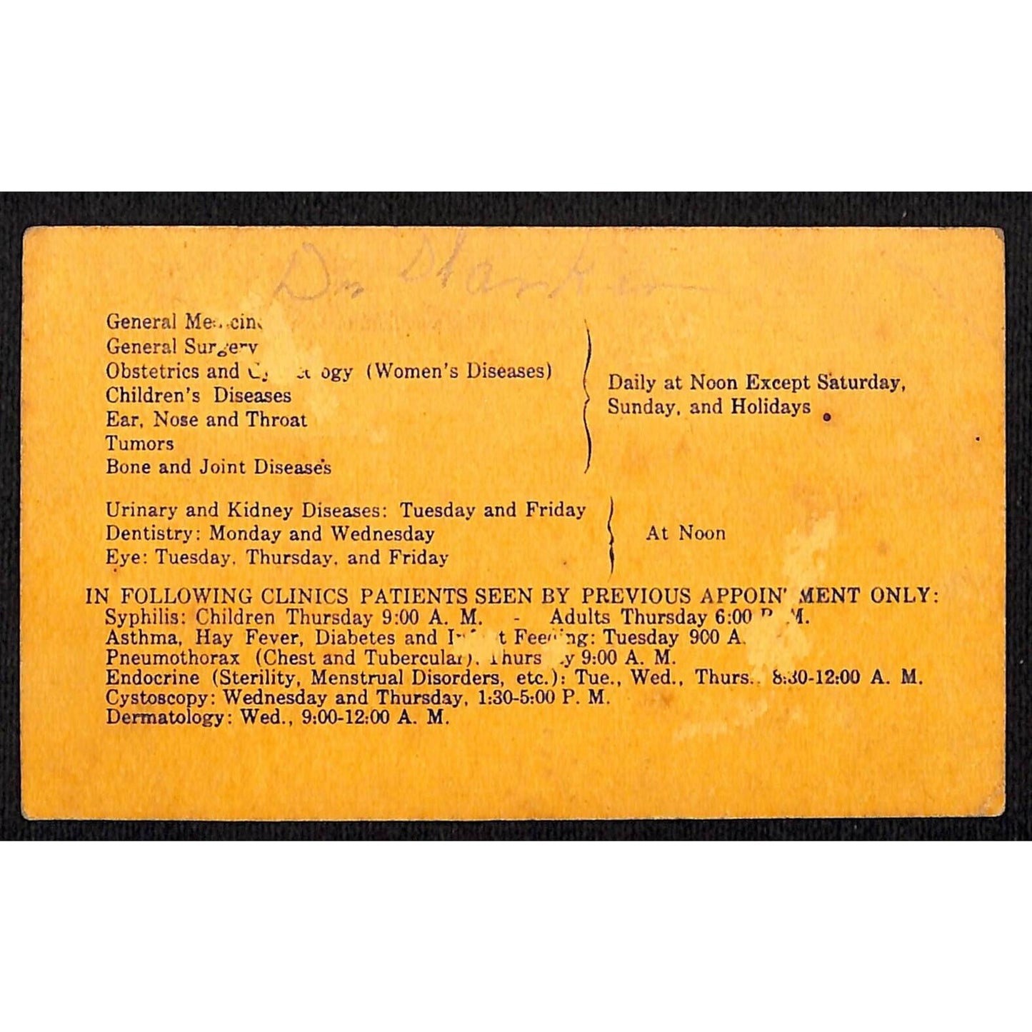 1944 Duke Hospital Durham, NC Out Patient Clinic "Amount Due" Punch Card