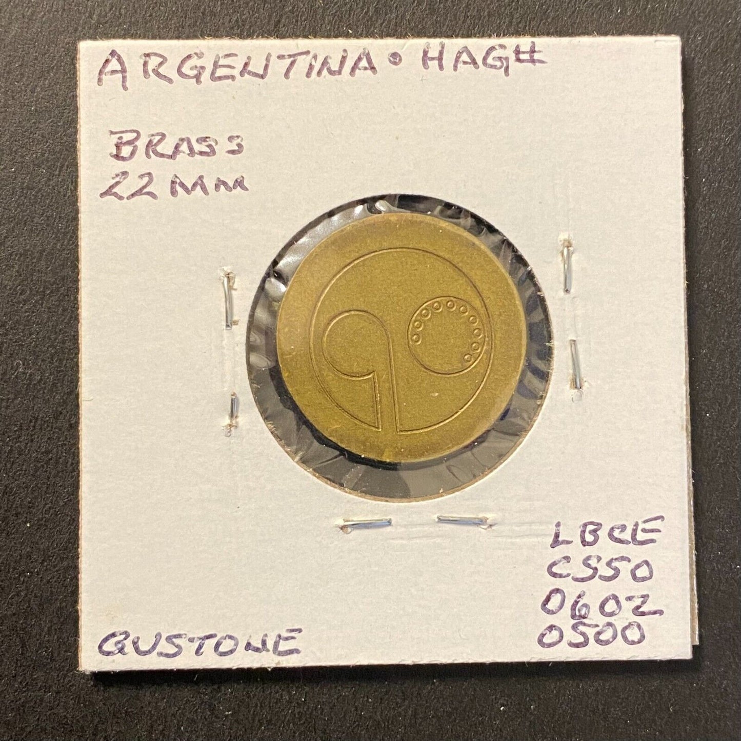 Telefono Public Telephone Token Argentina ENTel c1948-90 Brass 22mm #390