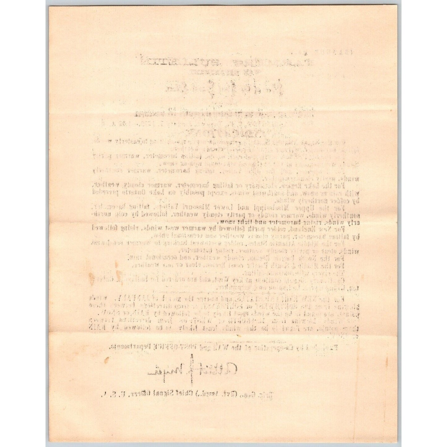 Bangor, ME Chief Signal Office, War Department Farmers' Bulletin - Jan. 7, 1879