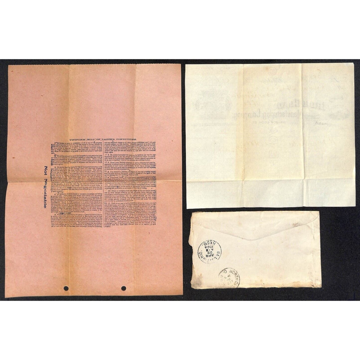 Iron Clad Mfg. Co. Brooklyn Samuel Wang Co* N. Georgetown 1904 Billhead & Cover+