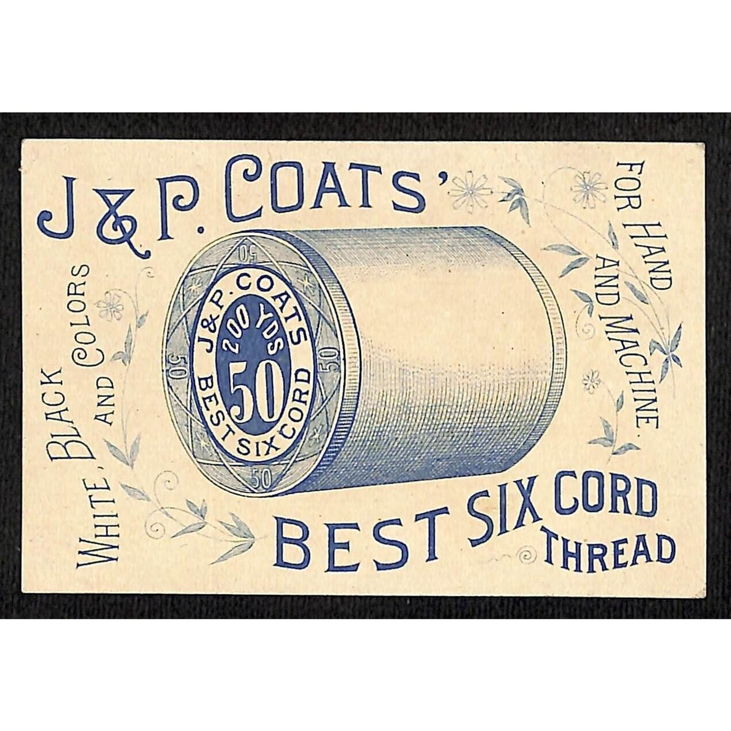 J&P Coats Thread Victorian Trade Card w/ Child's Head Inset Fall Leaves VGC
