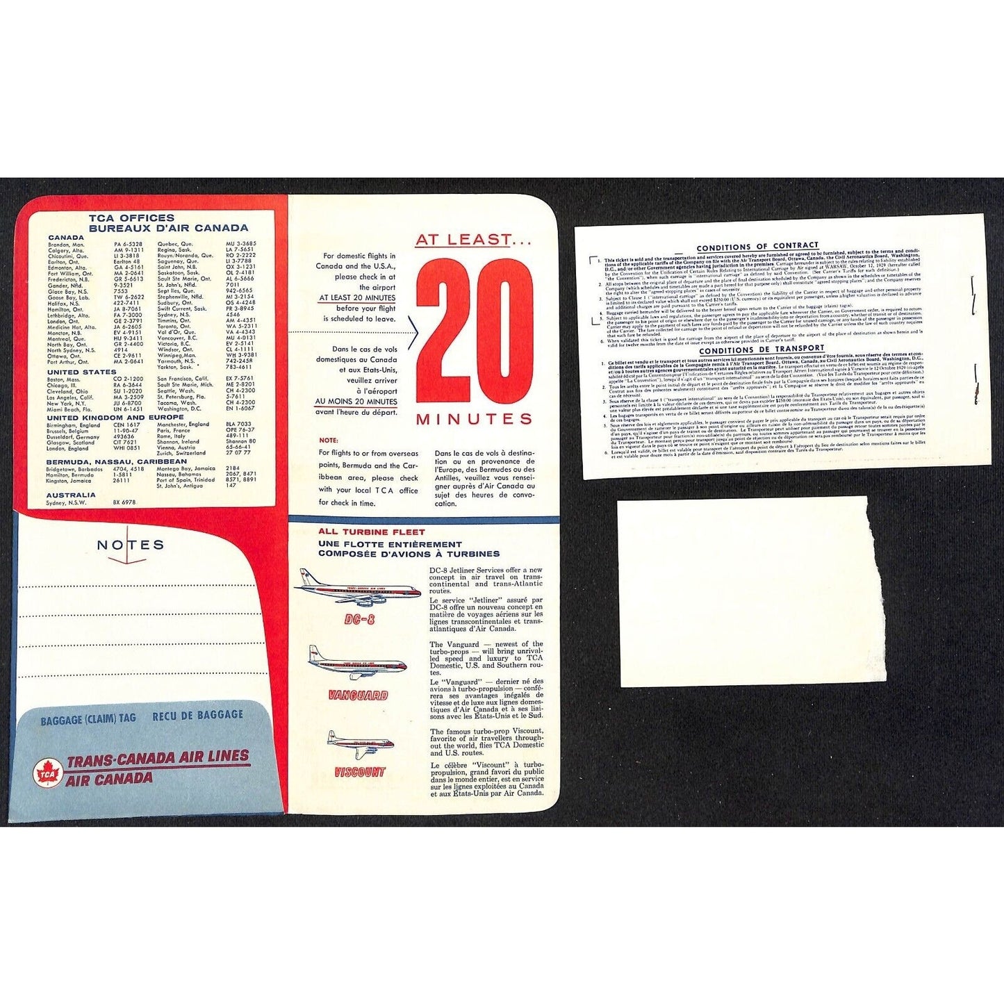 1961 Trans-Canada Air Lines Ticket Holder / Envelope w/ Ticket VGC