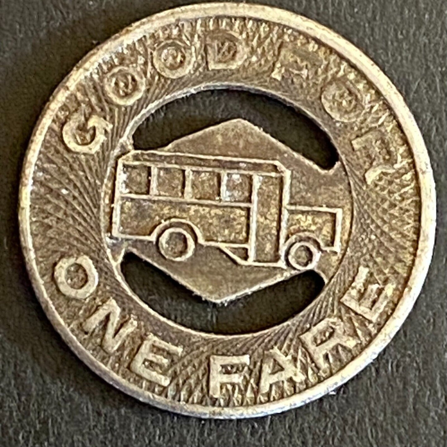 Elkhart Motor Coach Corp 'n G/F One Fare Bus Steel Transit Token 16mm