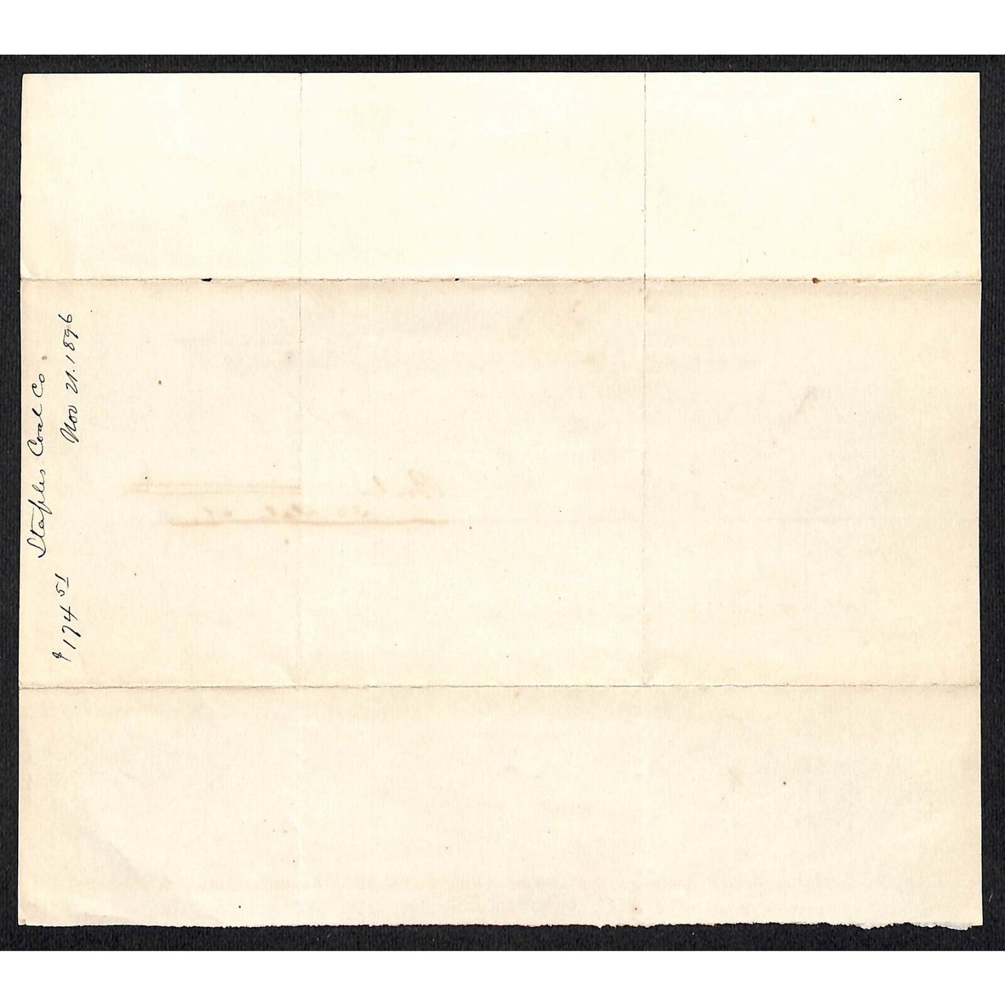 Staples Coal Co. Taunton, MA 1896 Billhead w/ Tug Boat & Sailing Ship Vignette