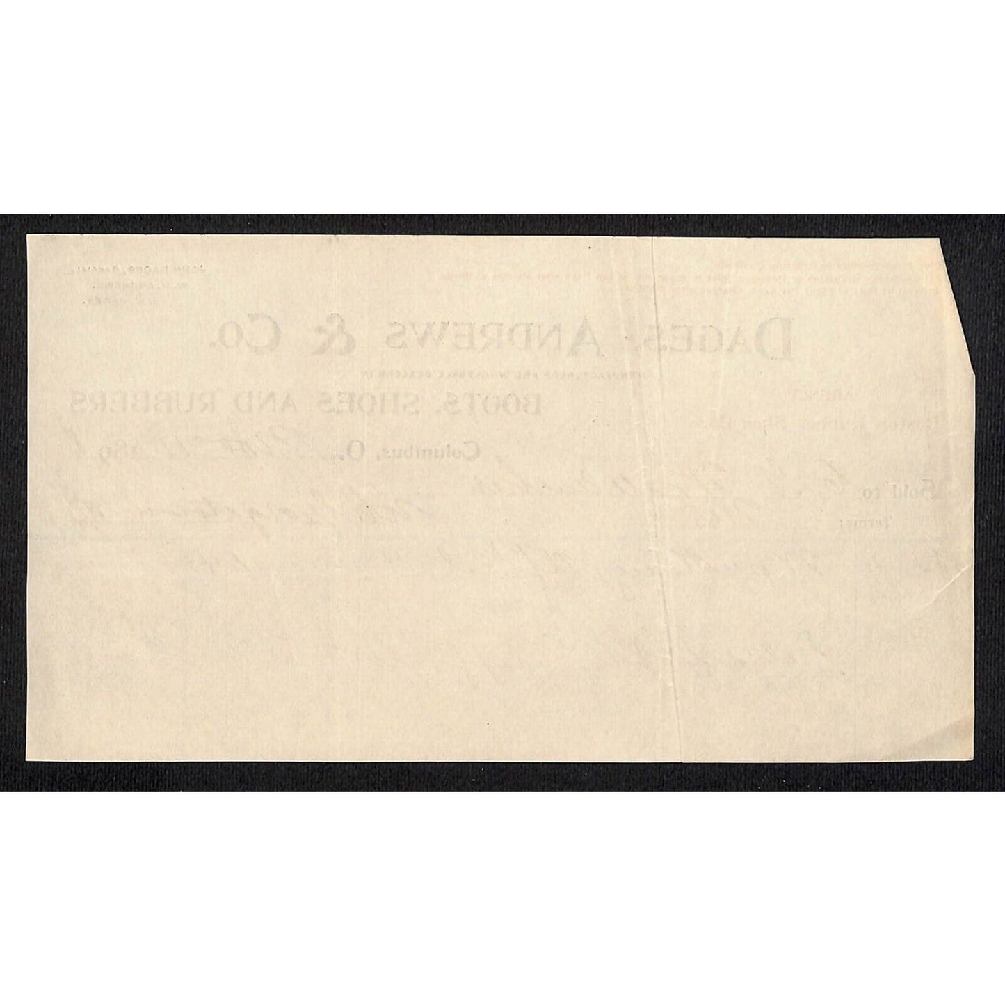 Dages, Andrews & Co. Rubbers 1898 Statement Whiteleather* N. Georgetown , OH