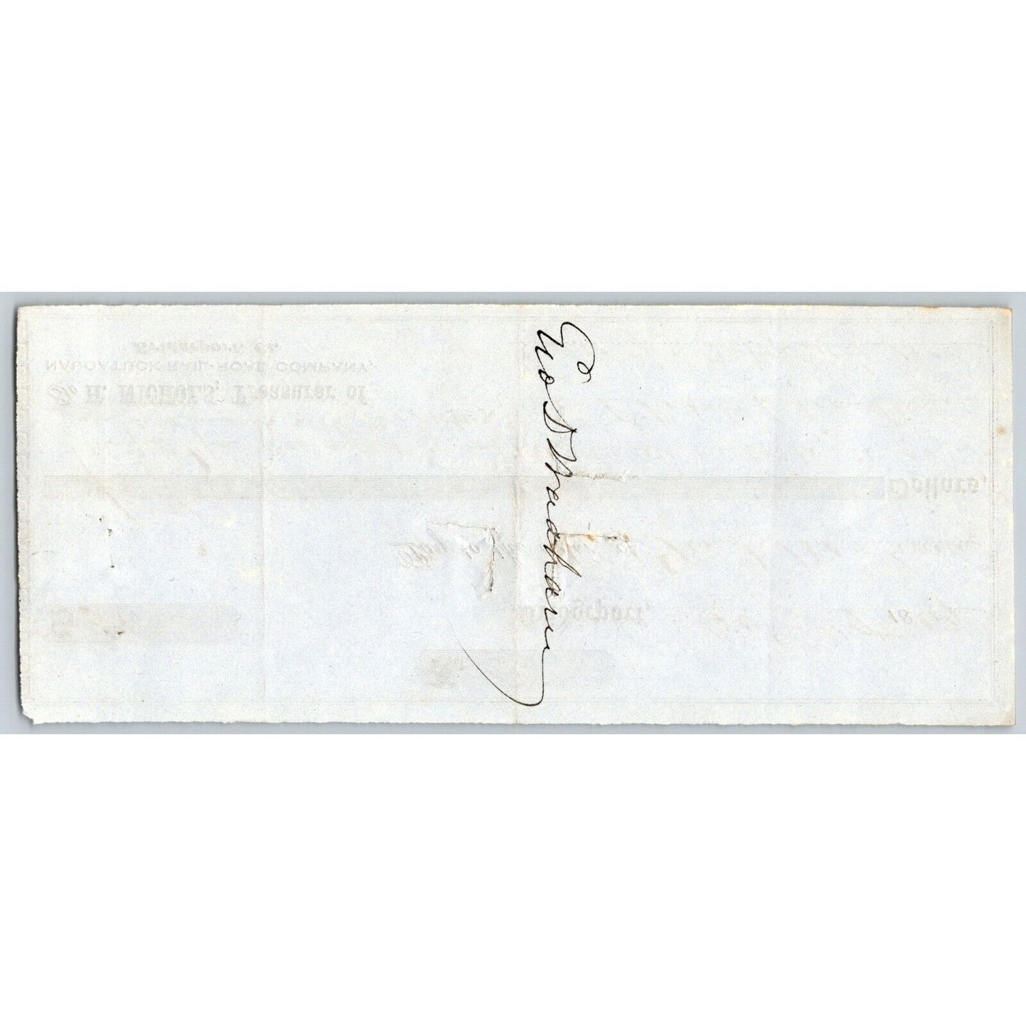 Naugatuck Railroad Co. Bridgeport Connecticut 1849 Check Geo. D Wadhams
