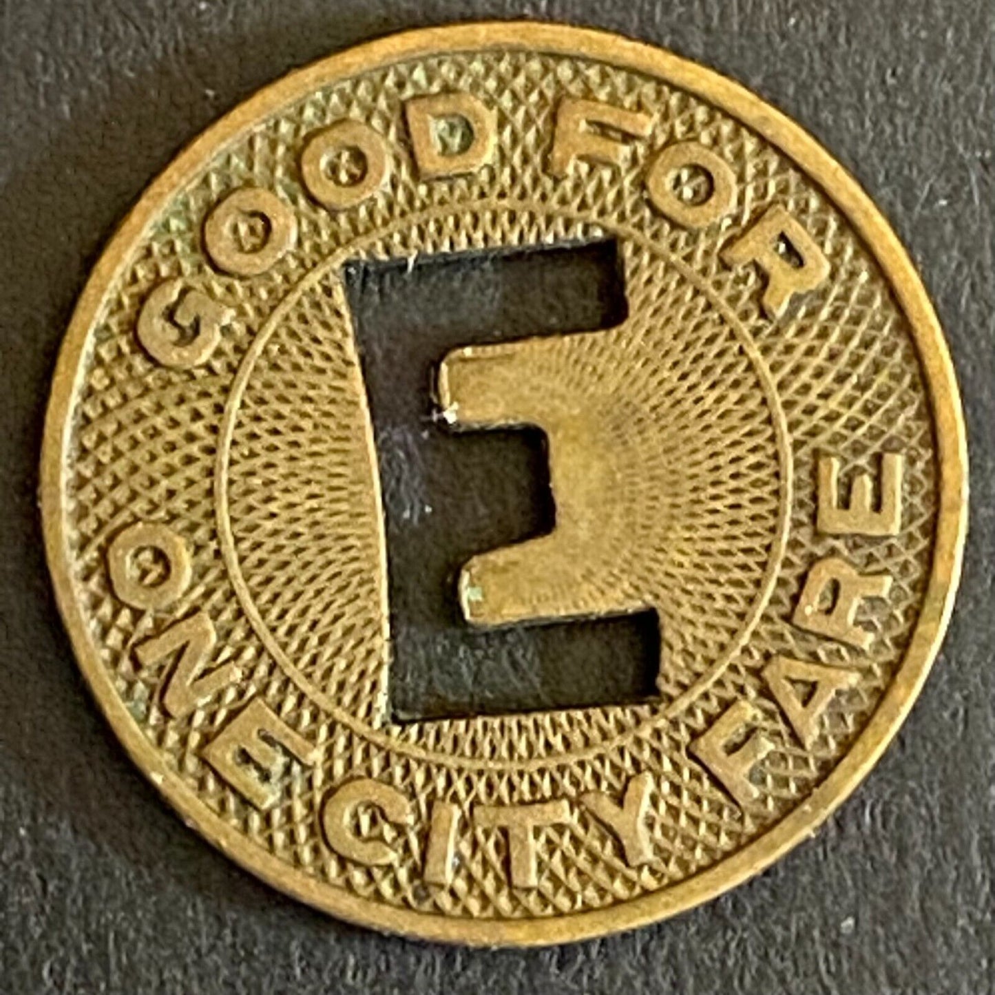 Elwood Transit (Indiana) G/F One City Fare Transit Token 16mm "E" Scarce