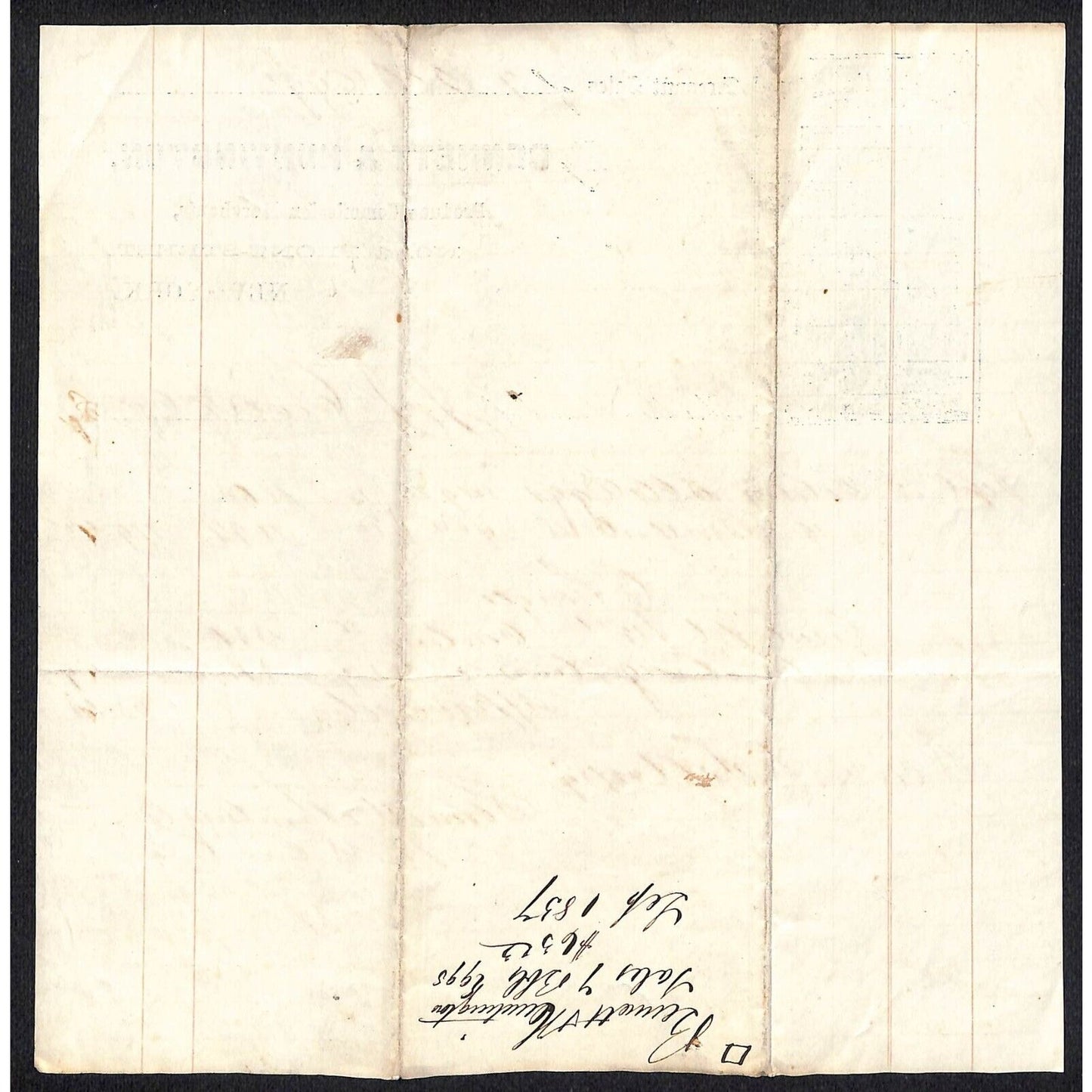 Bennett & Huntington NYC 1857 J.J. Cover, Johnsville, OH Sept Statement Billhead