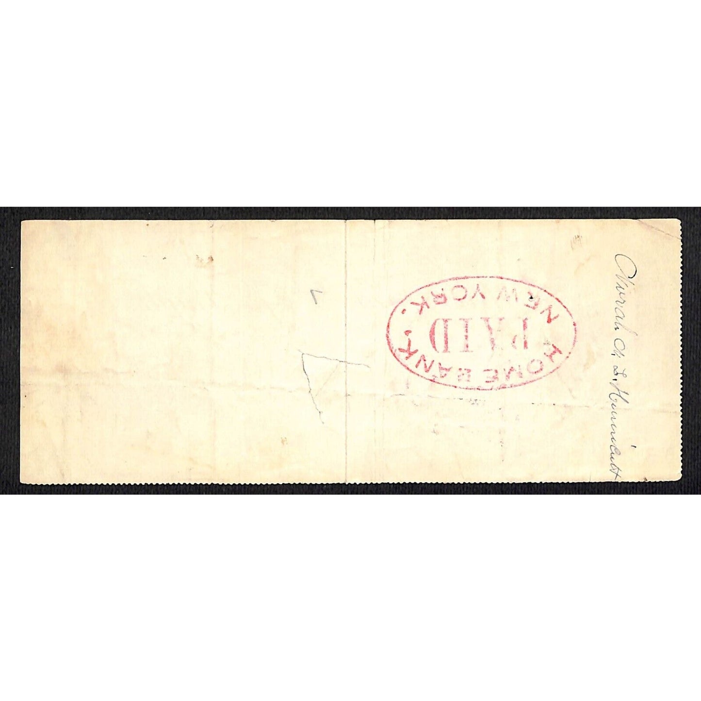 1900 Wells Fargo & Co Bank 63 Broadway NYC Check #67 w/ Rev Stamp L. Hunnicutt