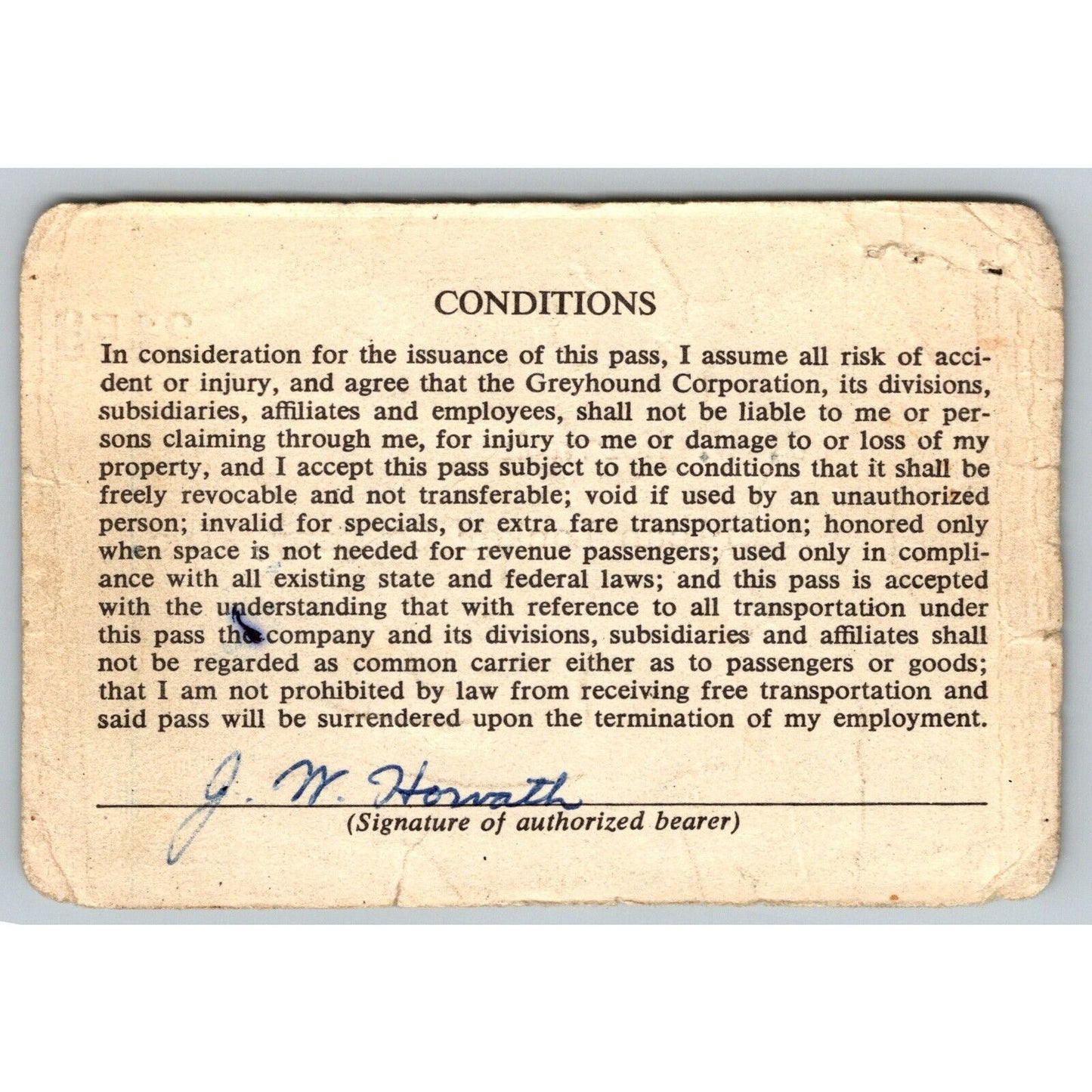 Central Greyhound Lines 1962-63 Annual / Yearly Bus Pass #3153