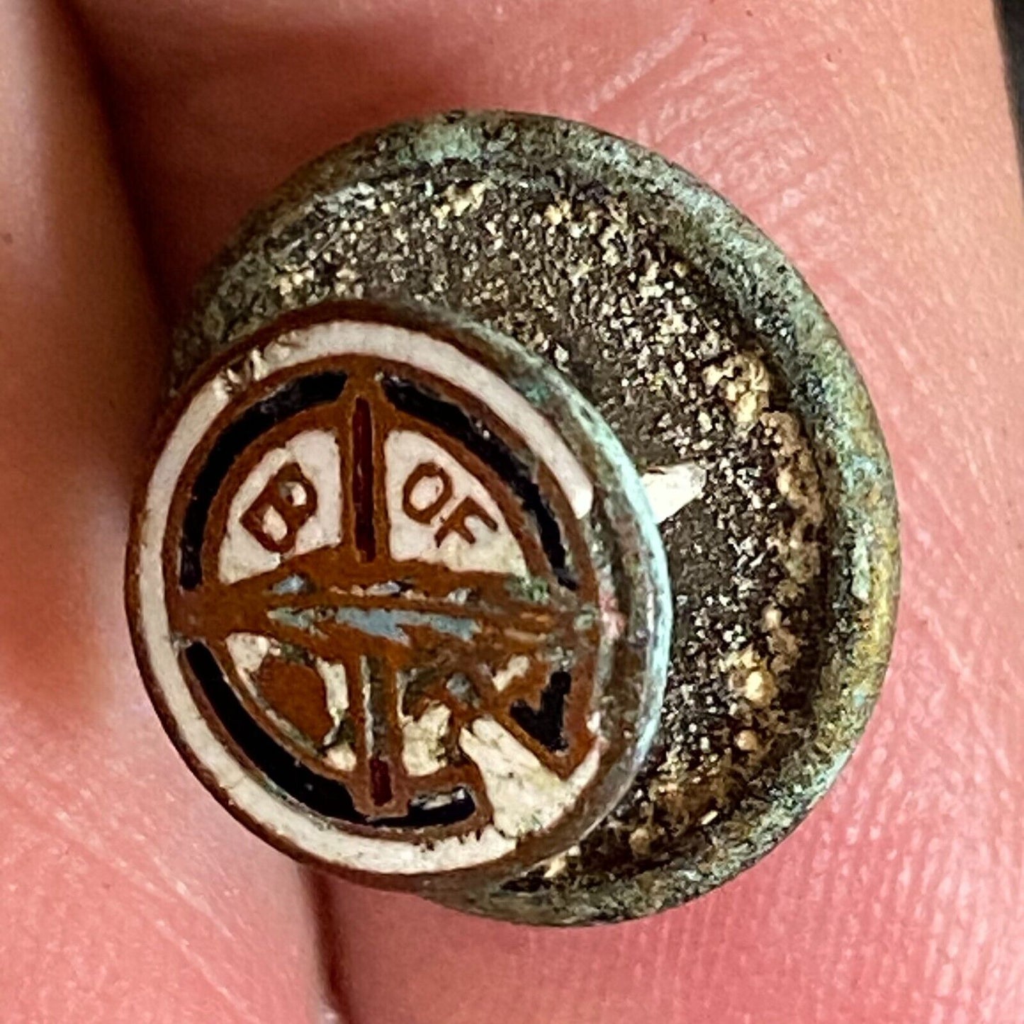 Brotherhood of Railroad Clerks Small Enameled Lapel Pin 9.5mm c1925-35 w/ Damage