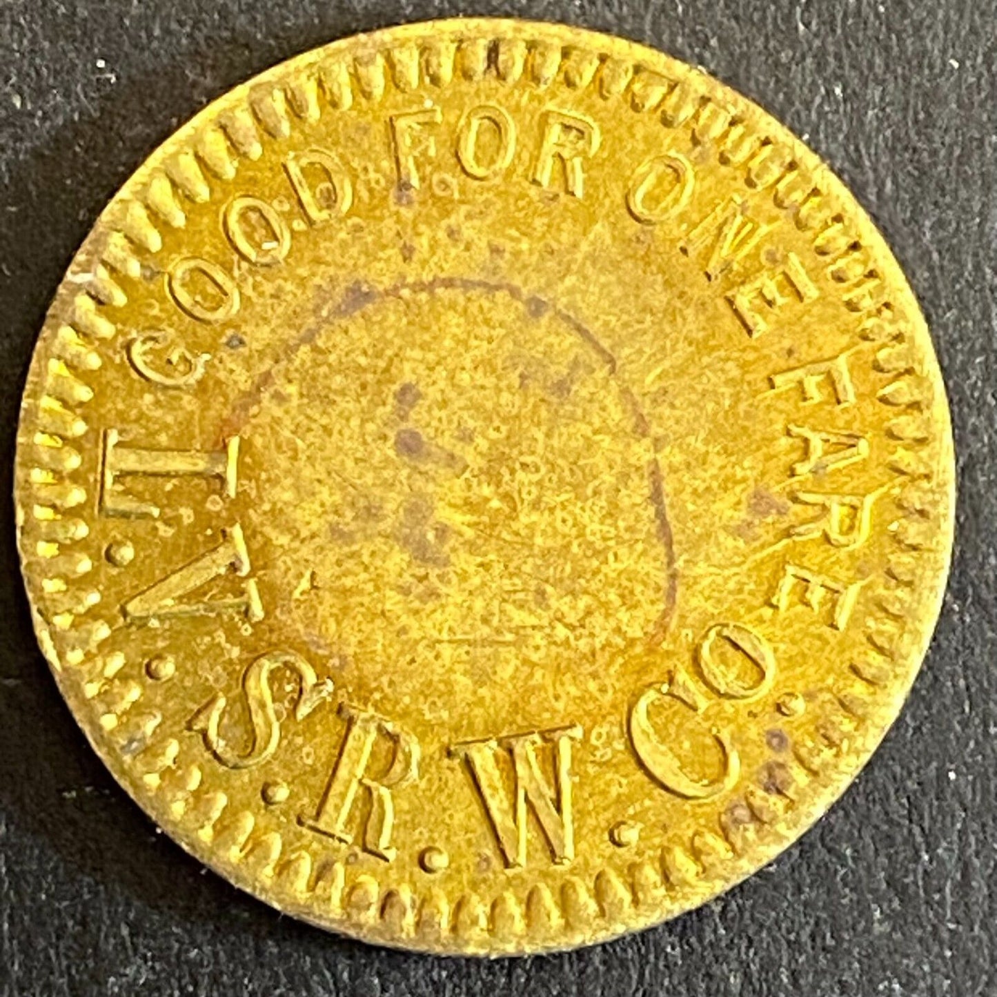 L.V.S.R.W. Co. (Las Vegas, NM) G/F One Fare Token 20mm Streetcar Art Scarce (#2)