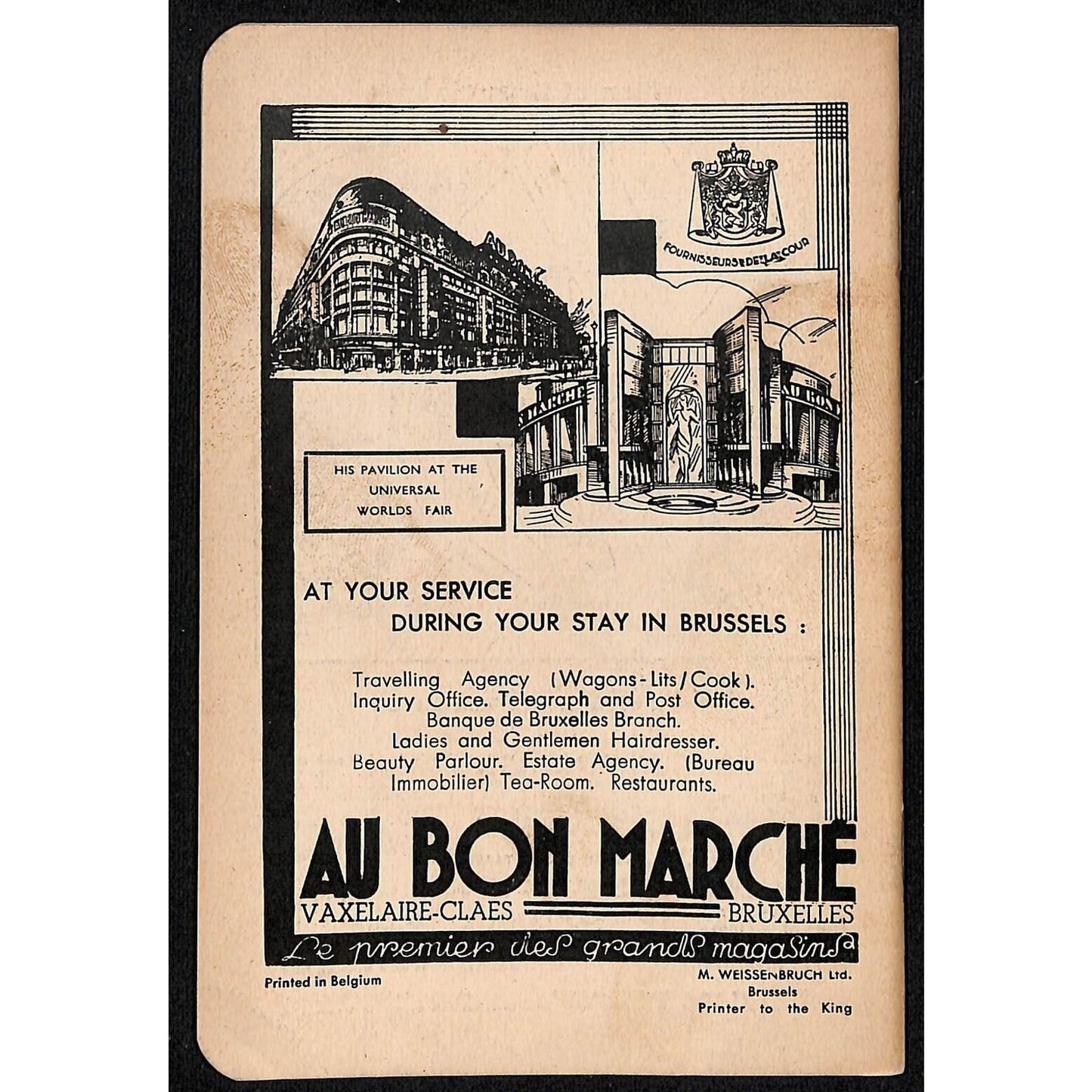 Brussels Belgium Tourist Guide Booklet w/ Hotel List 36pp c1950's VGC Scarce