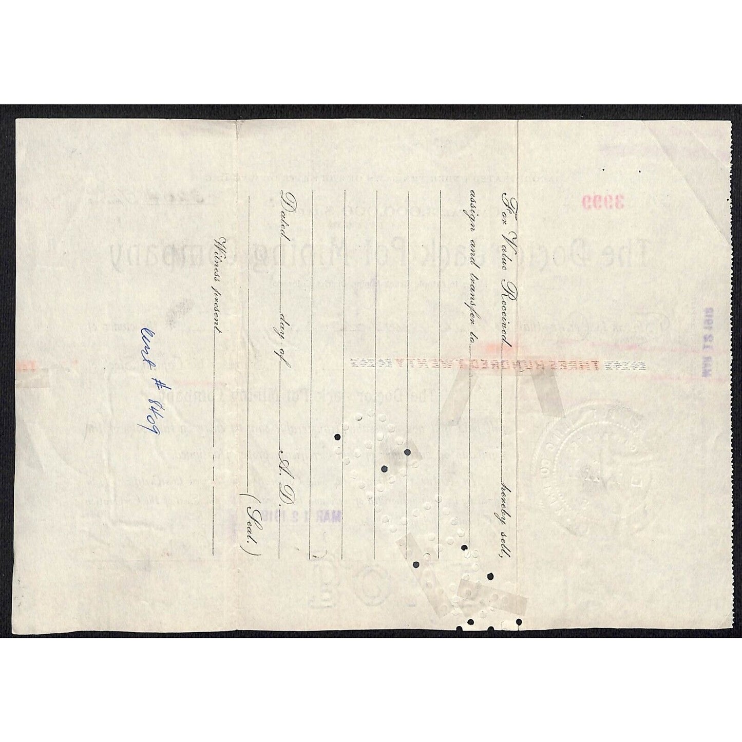 Doctor Jack Pot Mining 1918 Cripple Stock Certificate w/ A.E. Carlton Sig. #3999