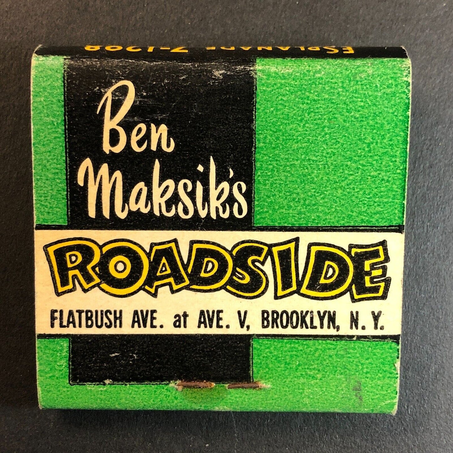 Ben Maksik's Roadside Brooklyn, NY Full Feature Matchbook c1945-55 Very Scarce