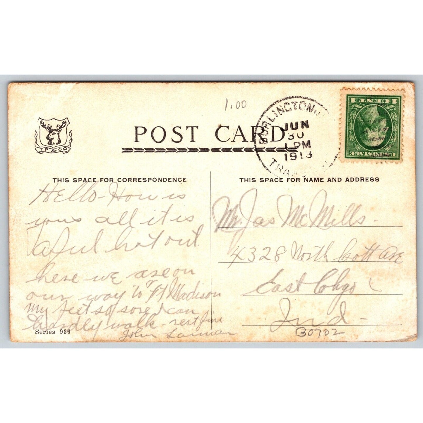 Funny Farm Humor Postcard "Handle the Bull" Boy Tames Bull PM 1913