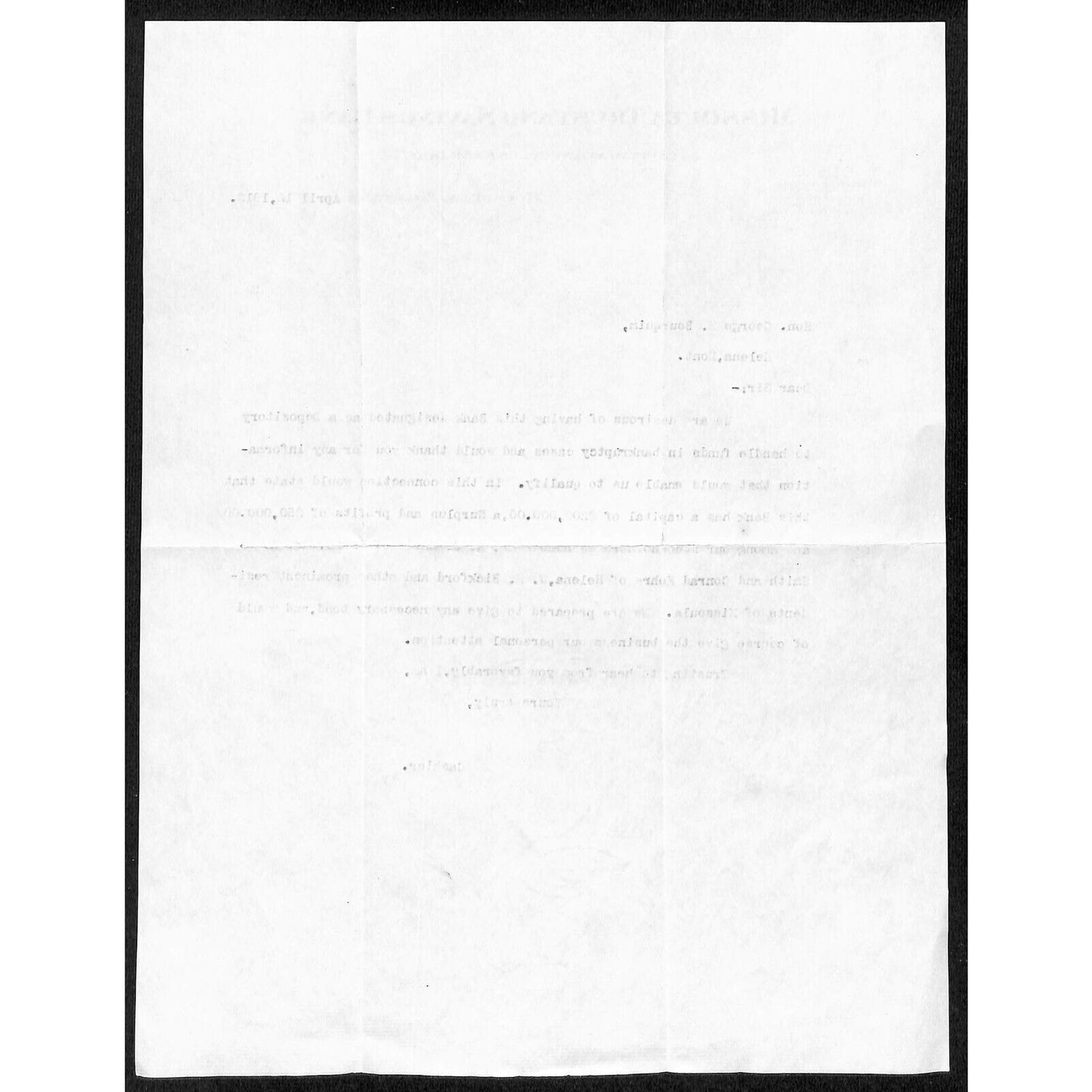 1912 Missoula Trust and Savings Bank TLS to Letterhead / George M. Bourquin
