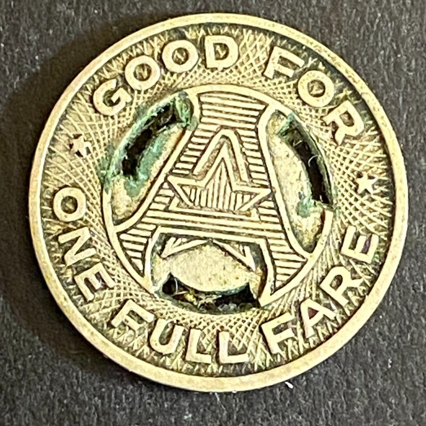 Austin Transit Co. G/F One Full Fare Transit Token 16mm (#2)