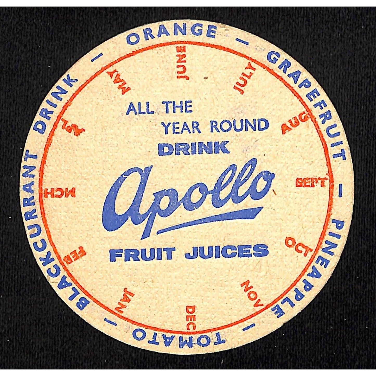 Apollo Soft Drinks / Fruits Juices Beverage Coaster VGC c1940s-50's