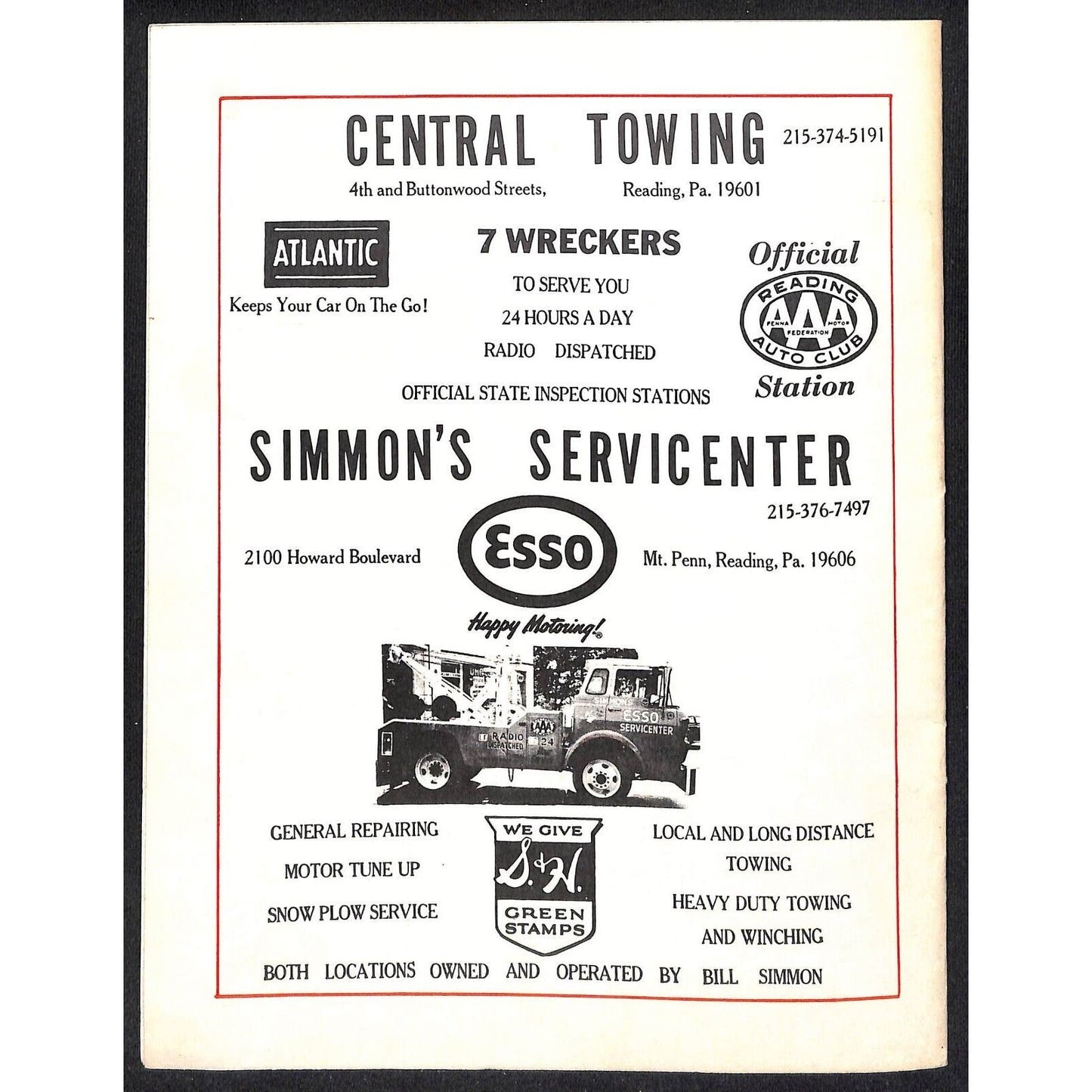 Reading Fairgrounds 1965 USAC Auto Race Program Sprint Car 6pp* A.J. Foyt Cover