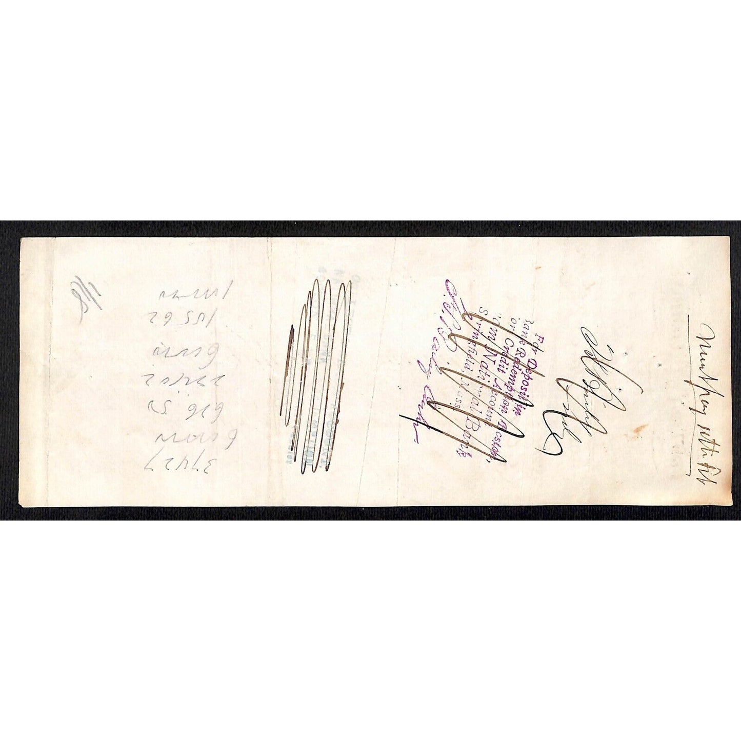 1870 First National Bank of Greenfield MASS $300 Bank Check