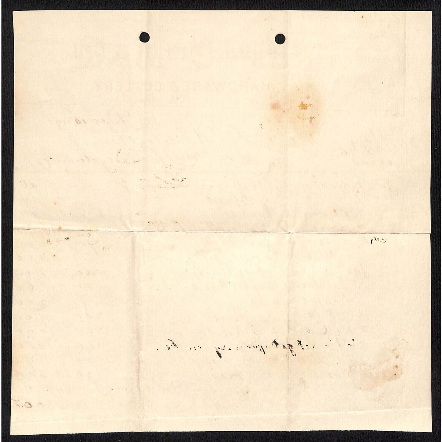 Logan, Gregg & Co. Pittsburgh 1891 Billhead Whiteleather* N. Georgetown OH