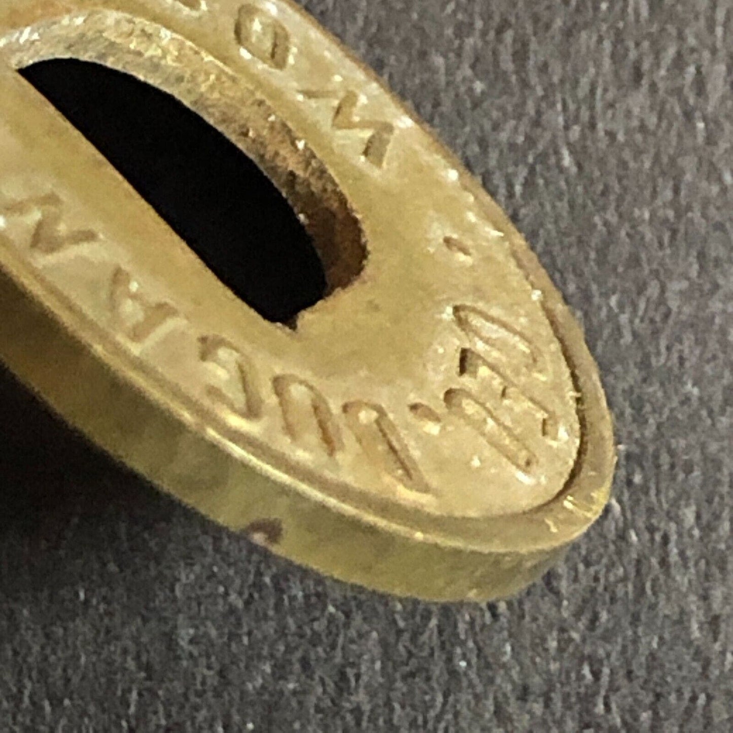 Geo. Dugan Woodland (CA Cigars Billiards) Brass G/F 5c Trade Token c1920s 21mm