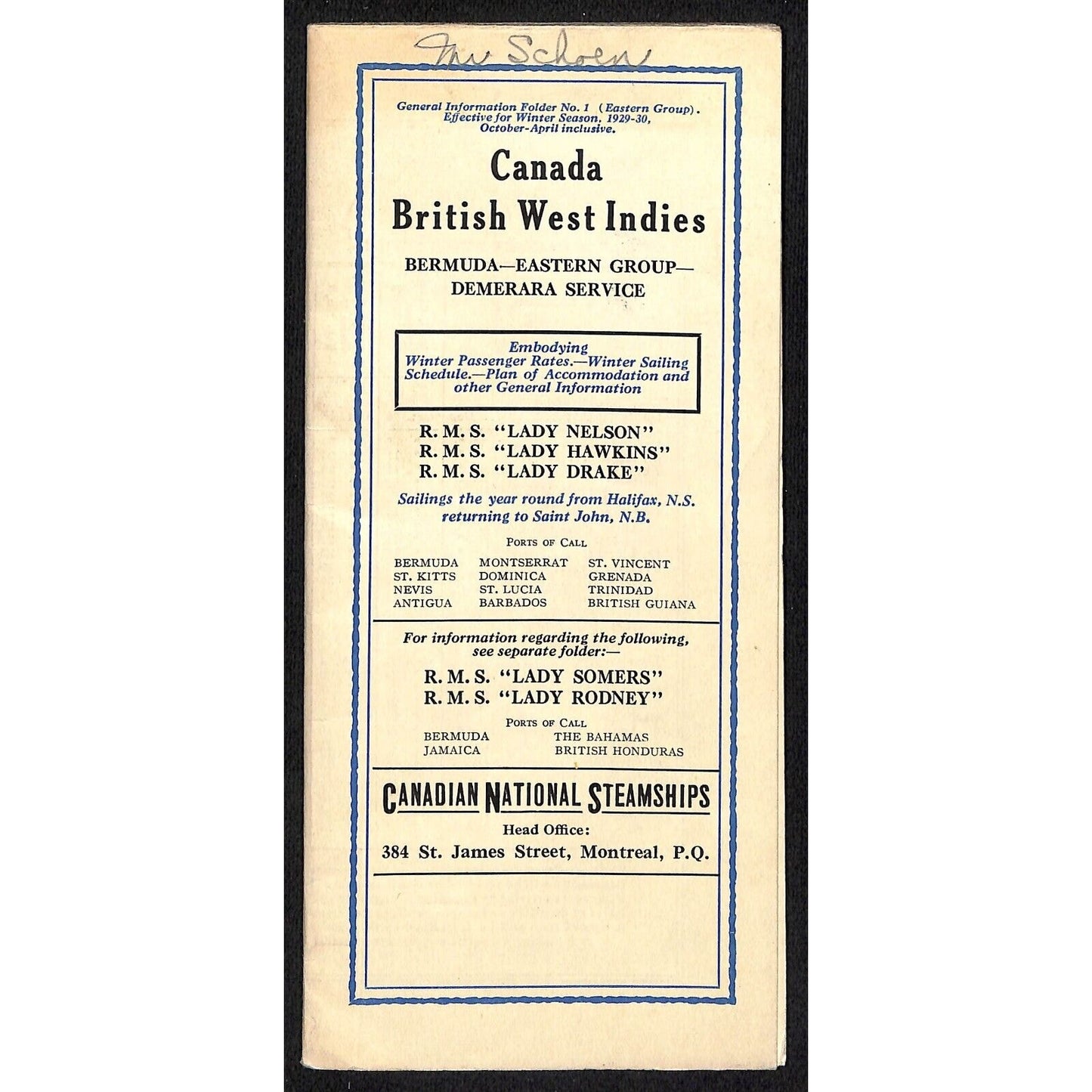 Canadian National Steamships "Lady Liners" 1936 Bermuda West Indies Brochure 15p