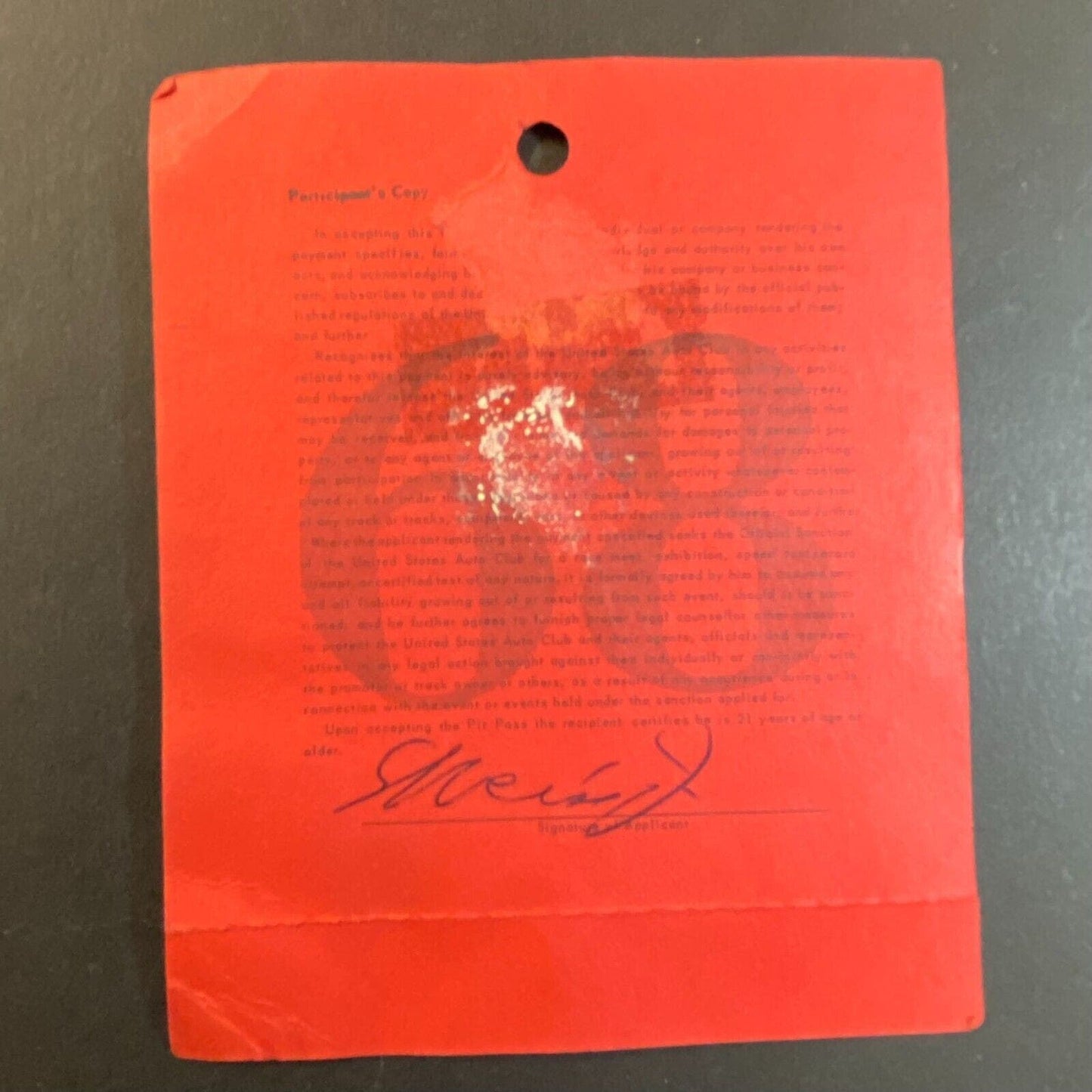 1968 Reading, PA USAC Pit Pass Auto Racing w/ Gateman Stub