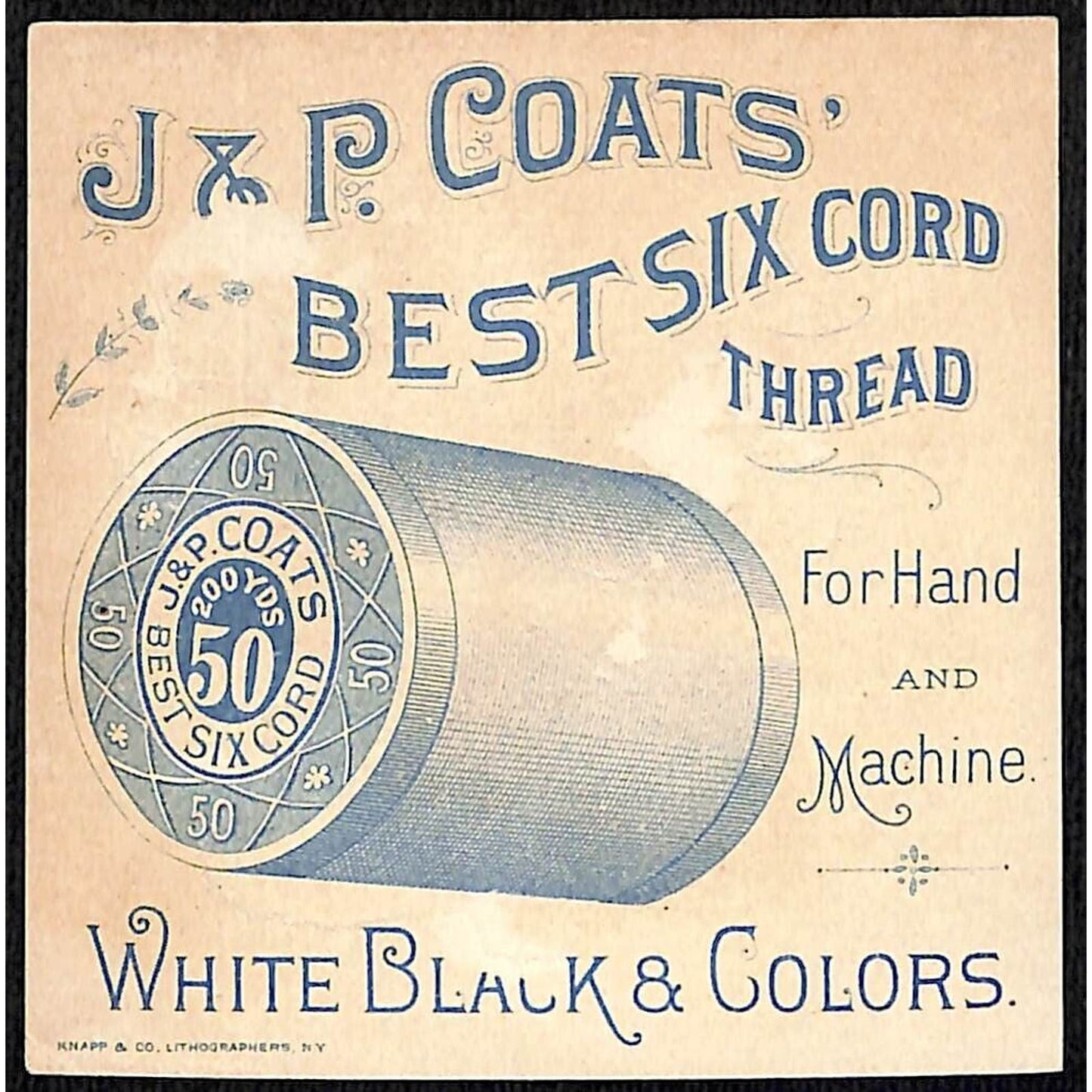 J&P Coats Thread Victorian Trade Card Baby Playing with Product