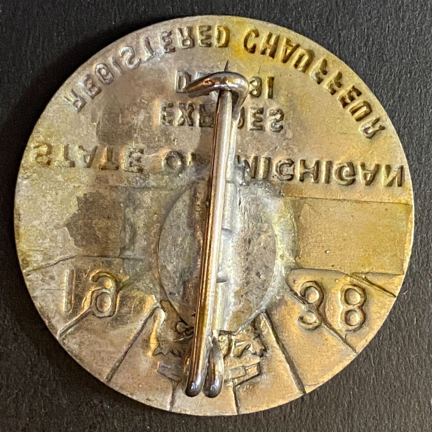 1938 Michigan Licensed Chauffeur Badge Metal Pin Back Driver #28201