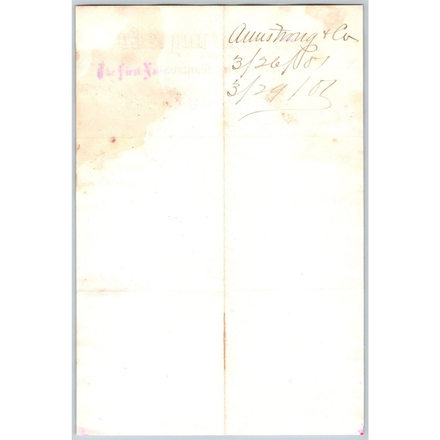 N. Armstrong & Co. Bankers Glendale, MT 1881 ALS / Letterhead to Henry Elling*