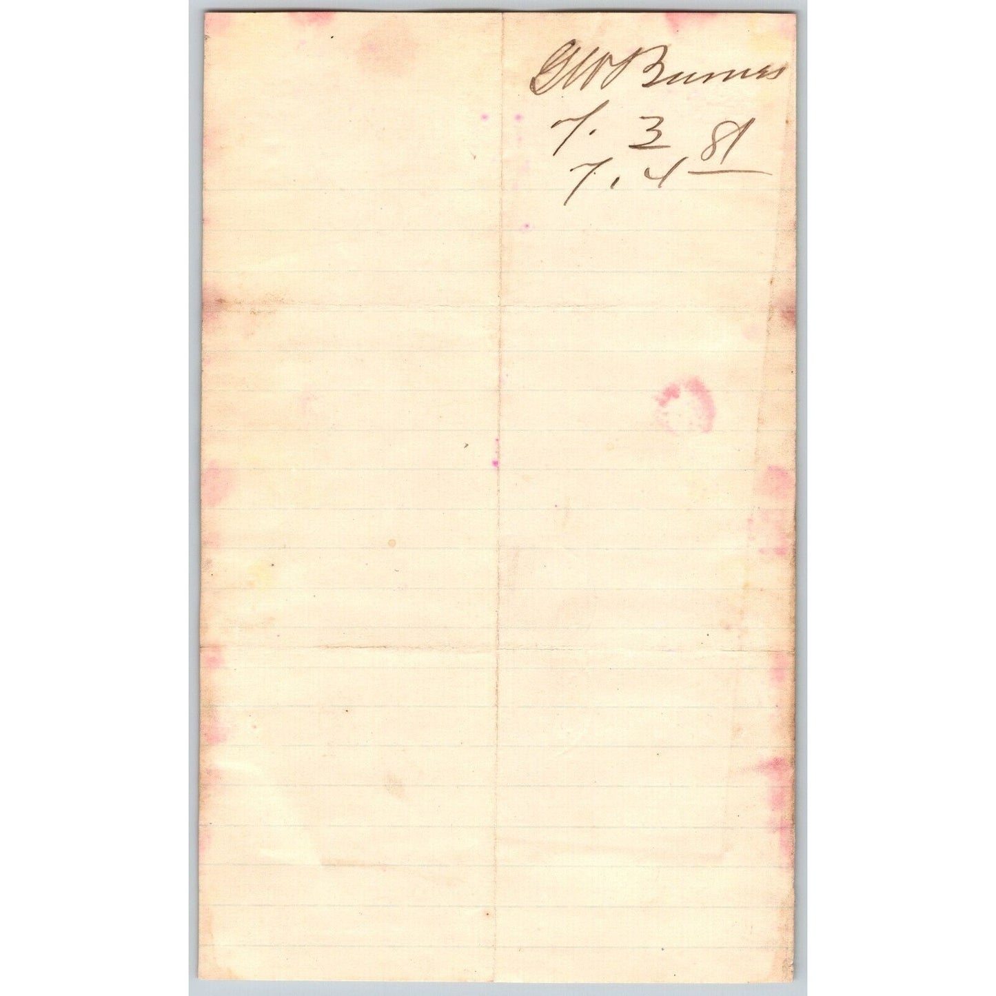 1881 G.W. Barnes Pony, MT ALS to Henry Elling* "..about the Wheel.." (For Mill?)