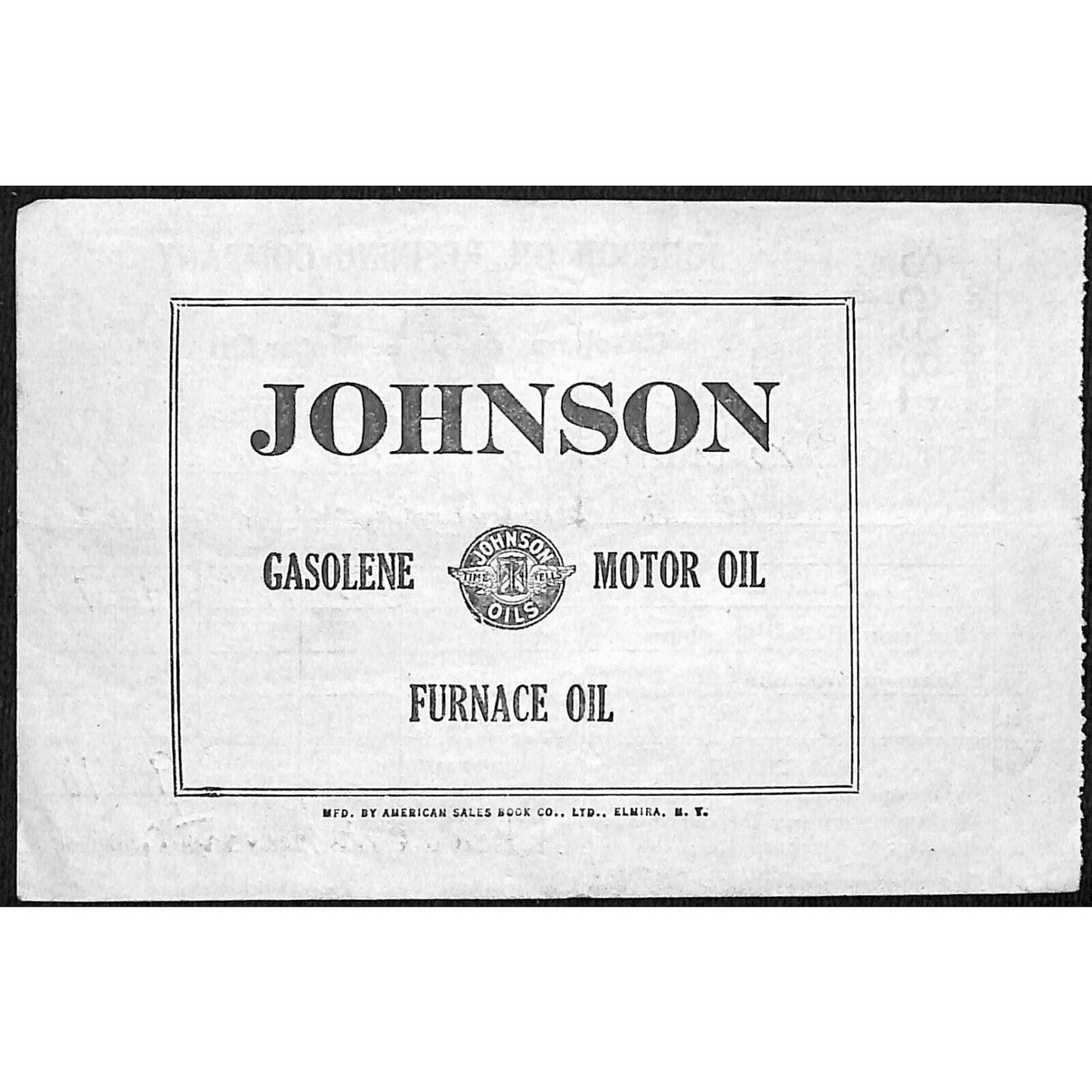 Johnson Oils Gasoline Kerosene 1926 W. H. Thompson Melvin IL Station Receipt #27