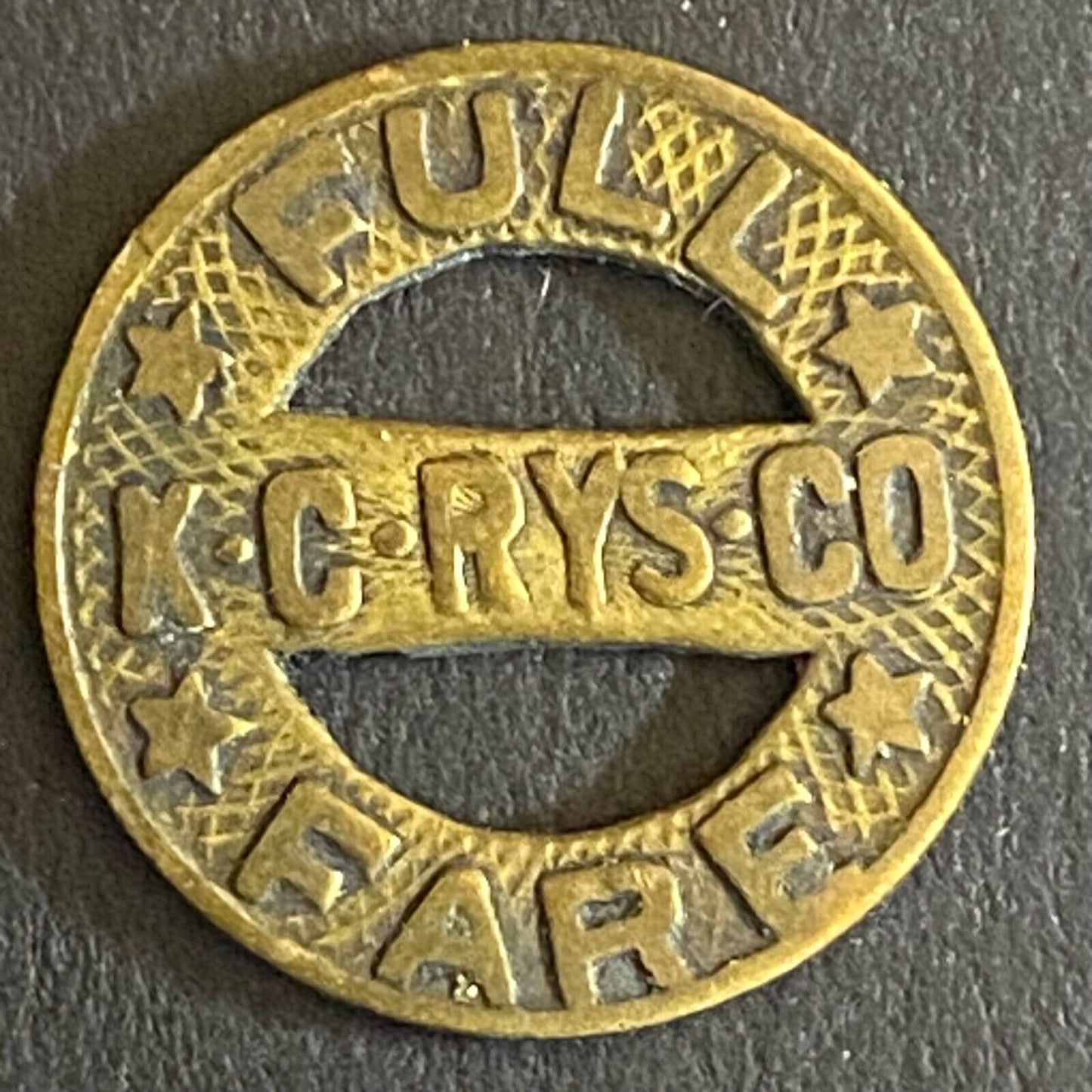 K.C. RYS. Co. (Kansas City) Full Fare Transit Token 16mm