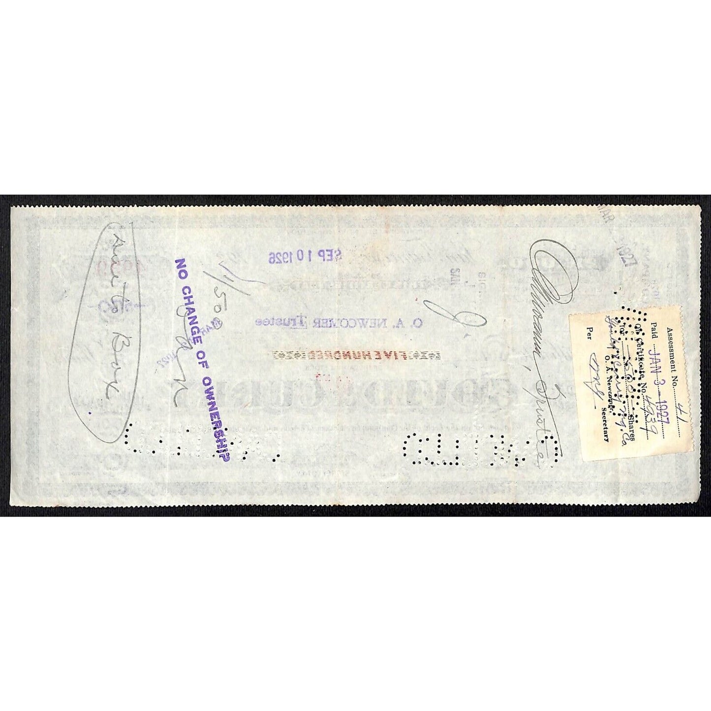 Gould & Curry Mining Company San Francisco 1926 Stock Certificate #4939 VGC
