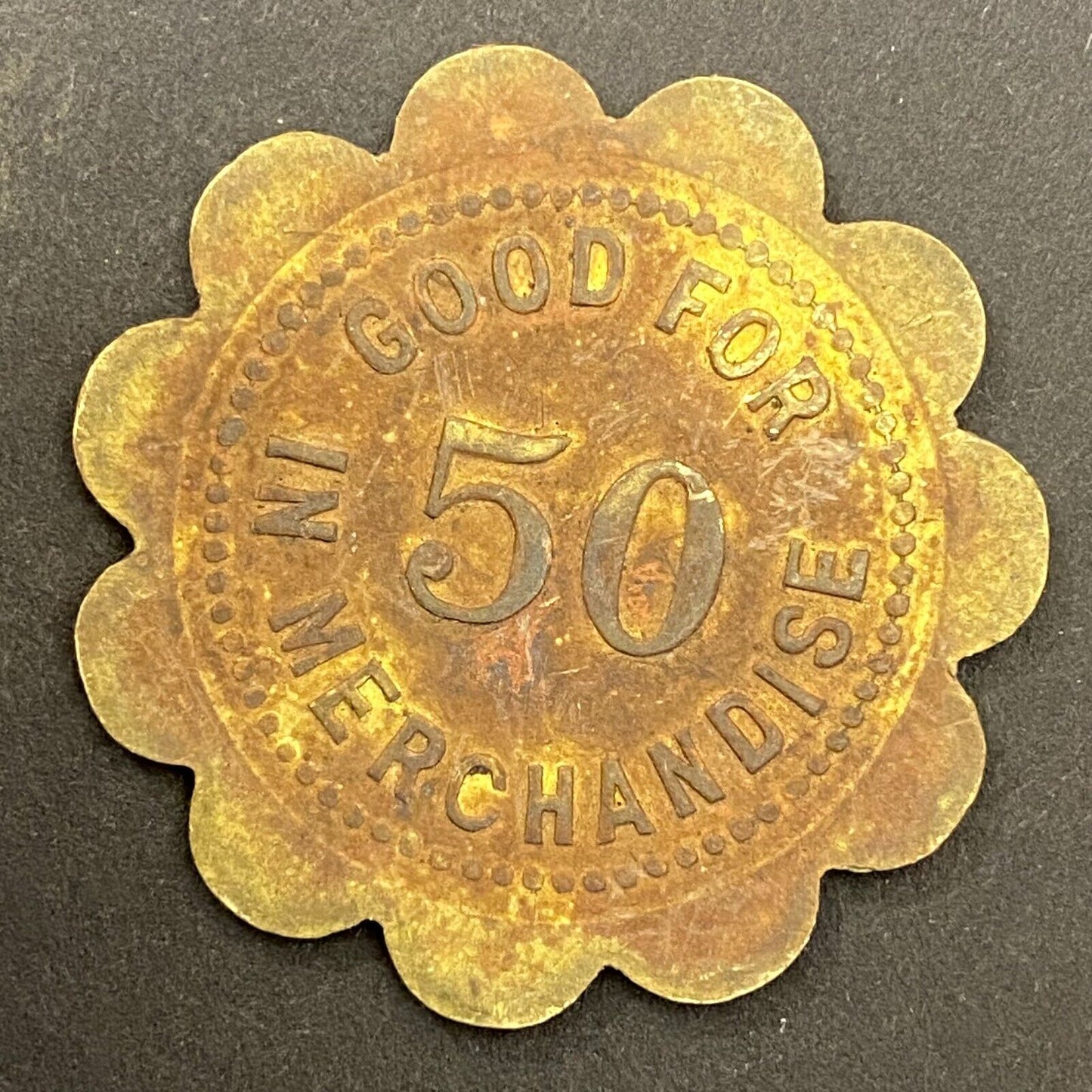 Bye & Company Taswell, IN G/F 50¢ in Merchandise Token 34mm (Gen Store?*) (#1)