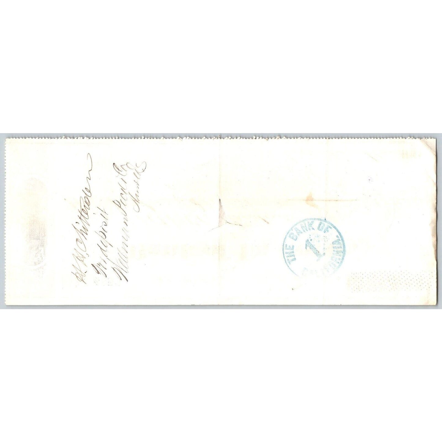Bank of La Porte Check H.H. Chittenden 1878 Mining Vignette RN-G1 Rev Stamp 4455